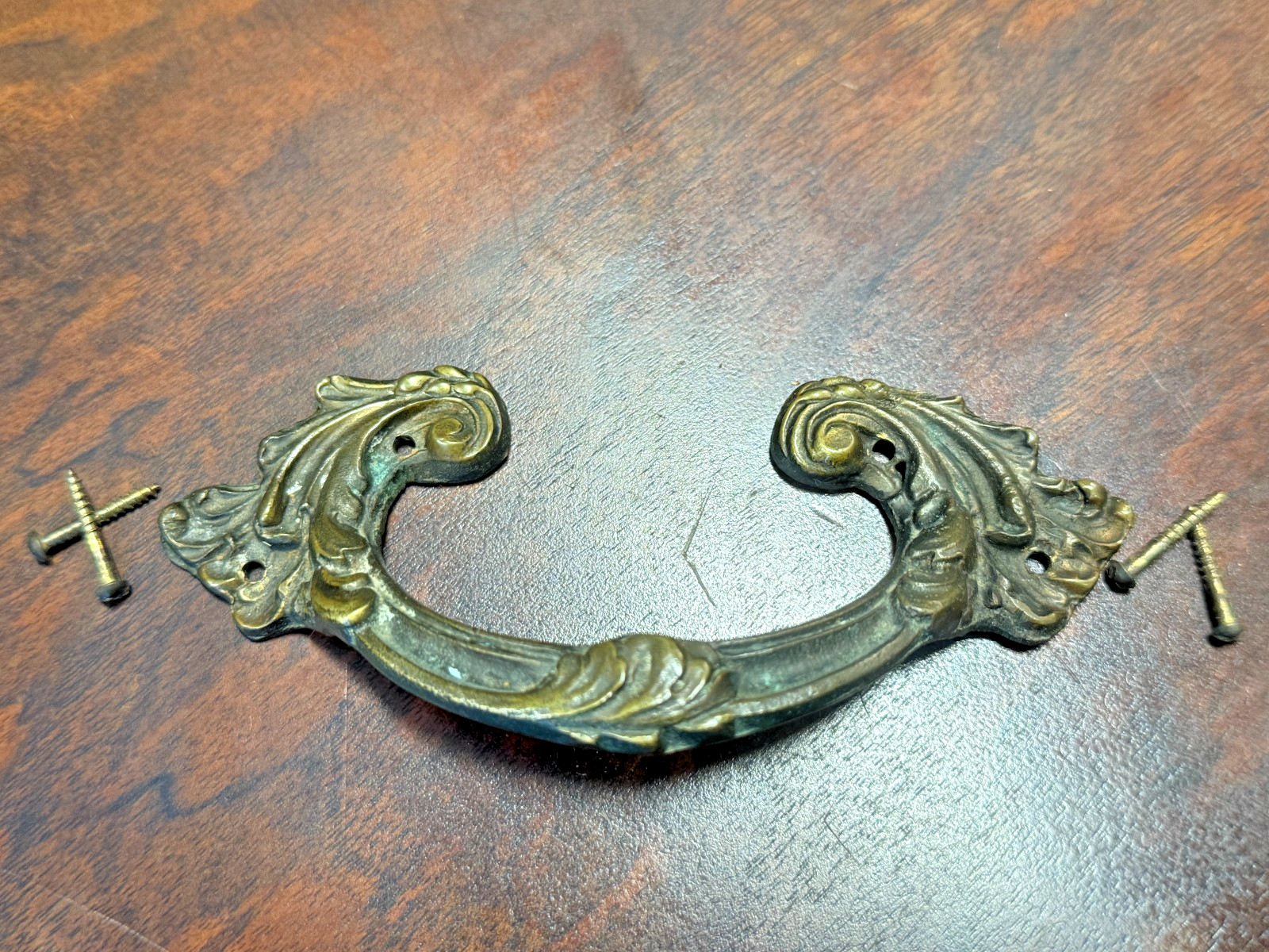 ANTIQUE SALVAGE 5″ FRENCH DRAWER PULL HANDLE w/ Screws NOT REPRODUCTION Buy Each