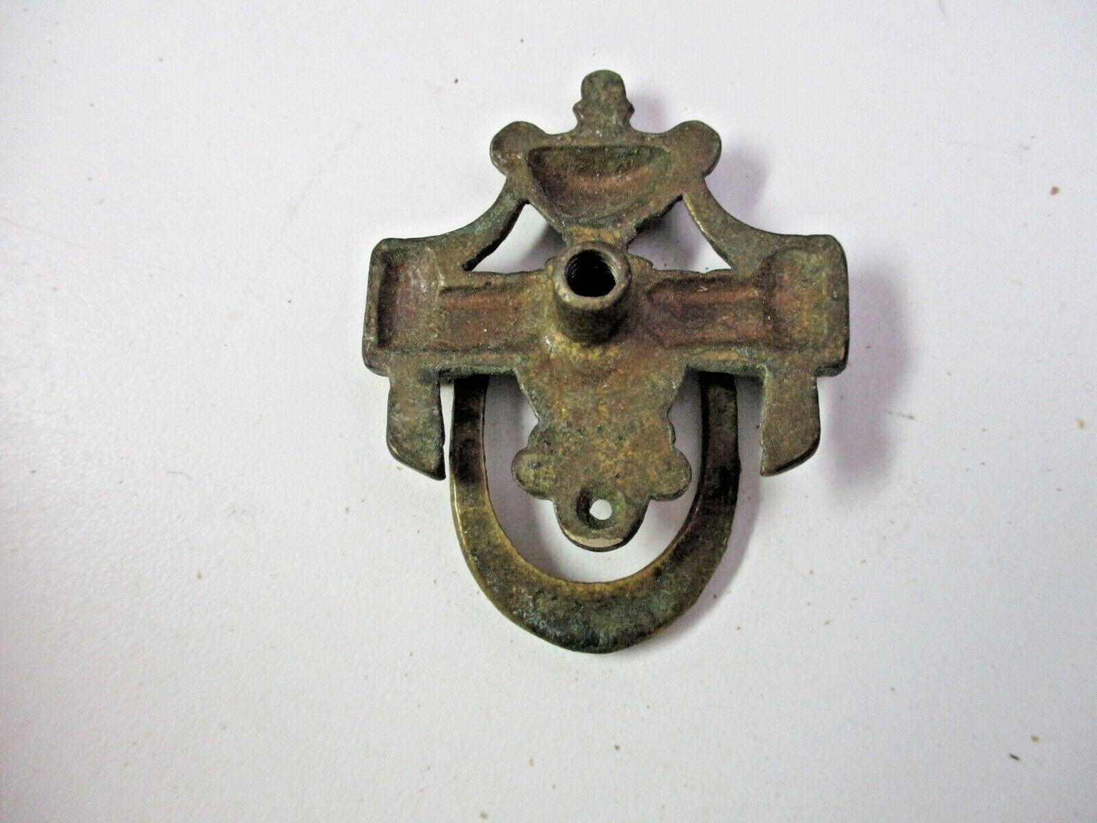 Victorian Urn Bail Drop Pull Handle Aged Dark Solid Cast Brass 2-3/16″ Antique