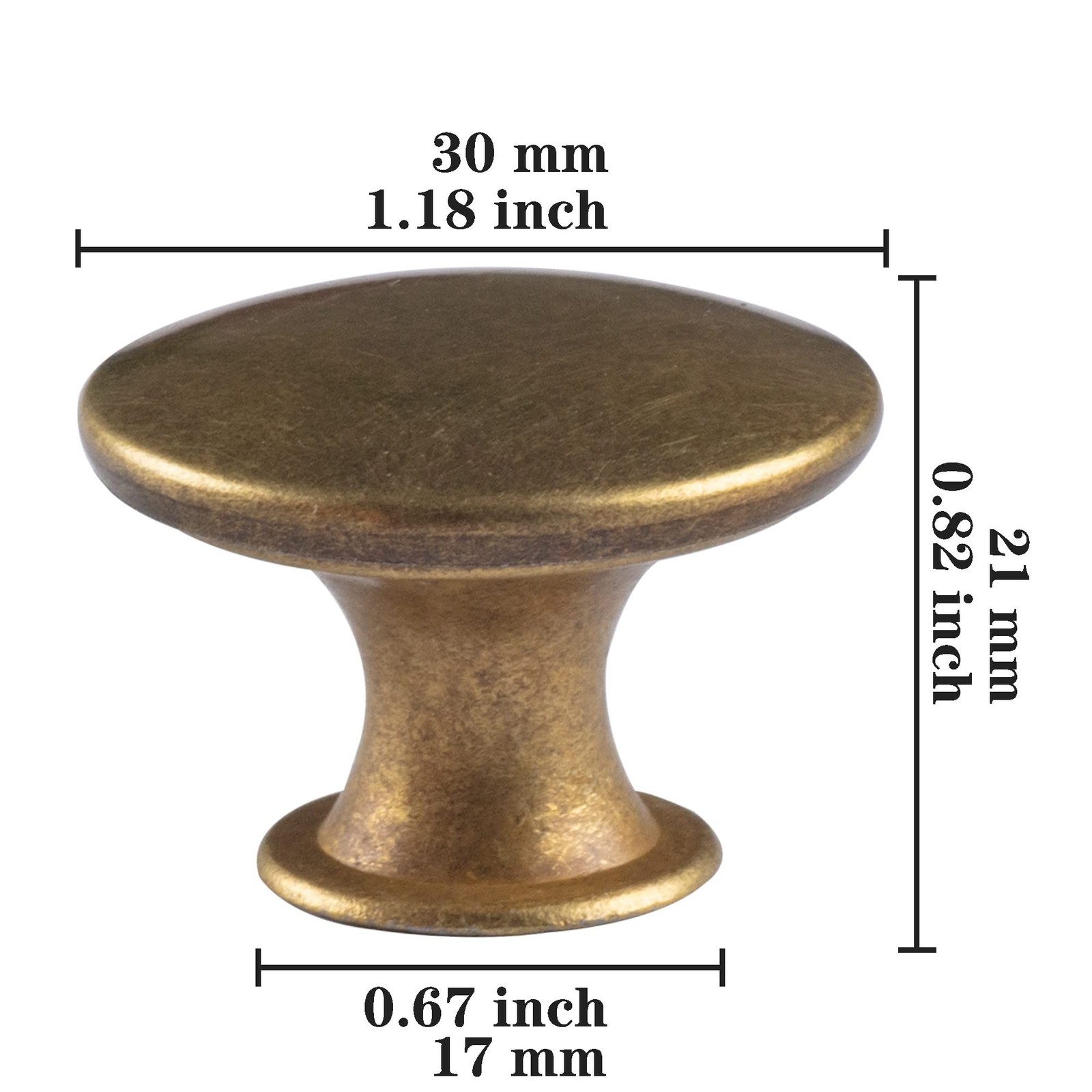 10 Pack Brass Round Antique Brass Kitchen Cabinet Knobs Cupboard Door Knobs D…