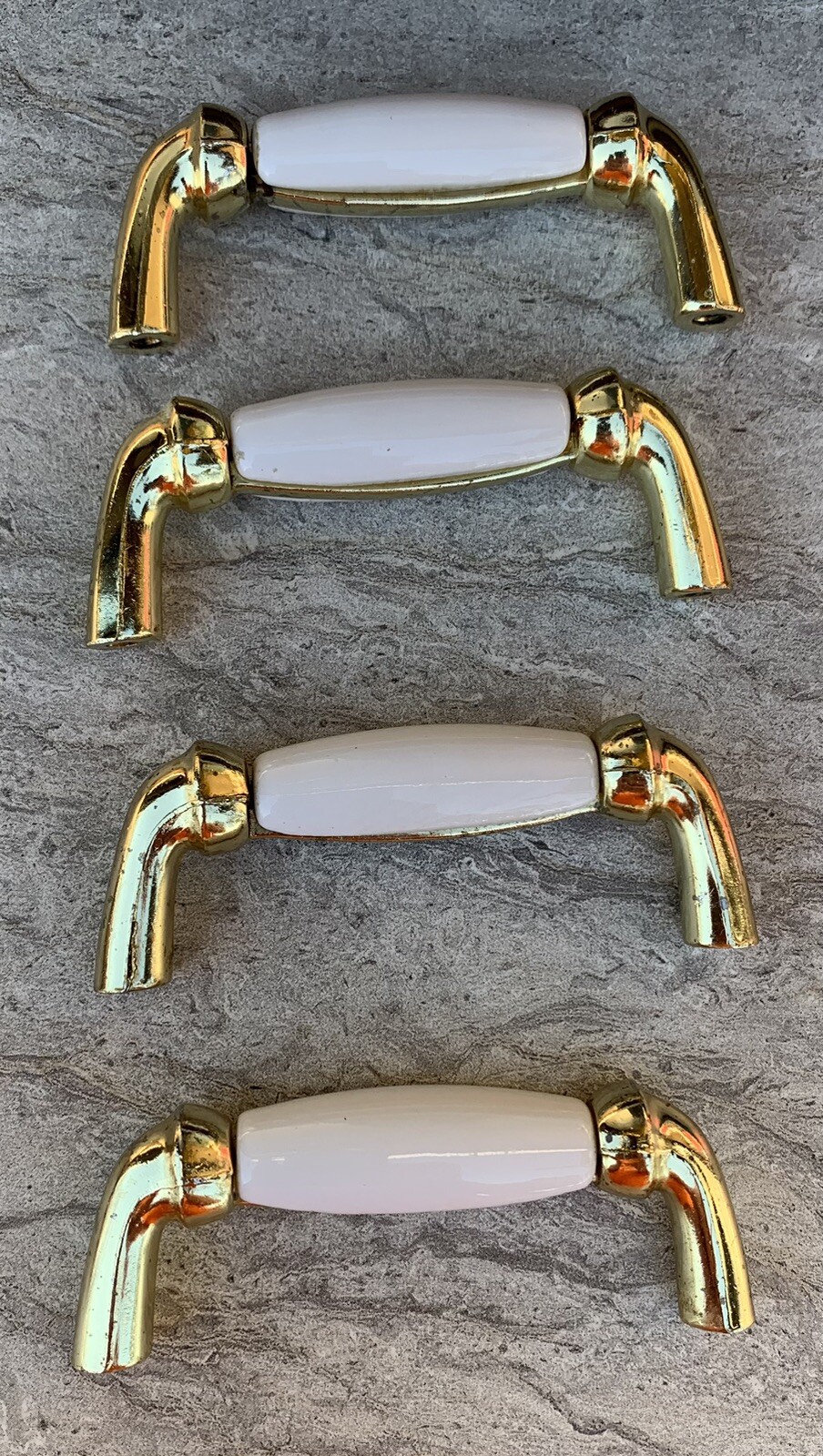 PORCELAIN HANDLES PULLS 4 Brass Handles 5 Pulls LOT OF 9 Mixed White Beige