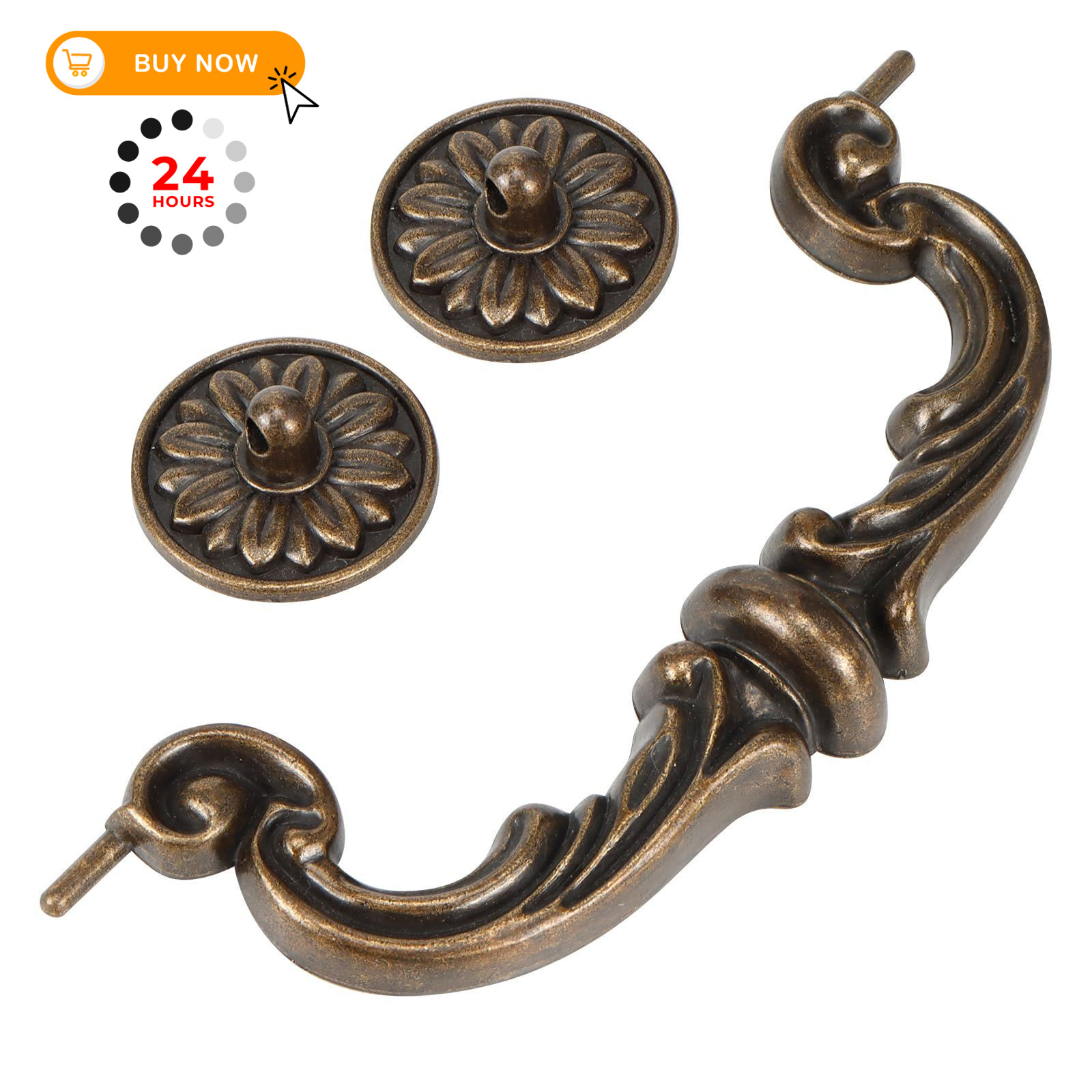 sckoten 4Pcs Vintage Drop Bail Pull Handles- 6 Inch Hole Antique Bronze