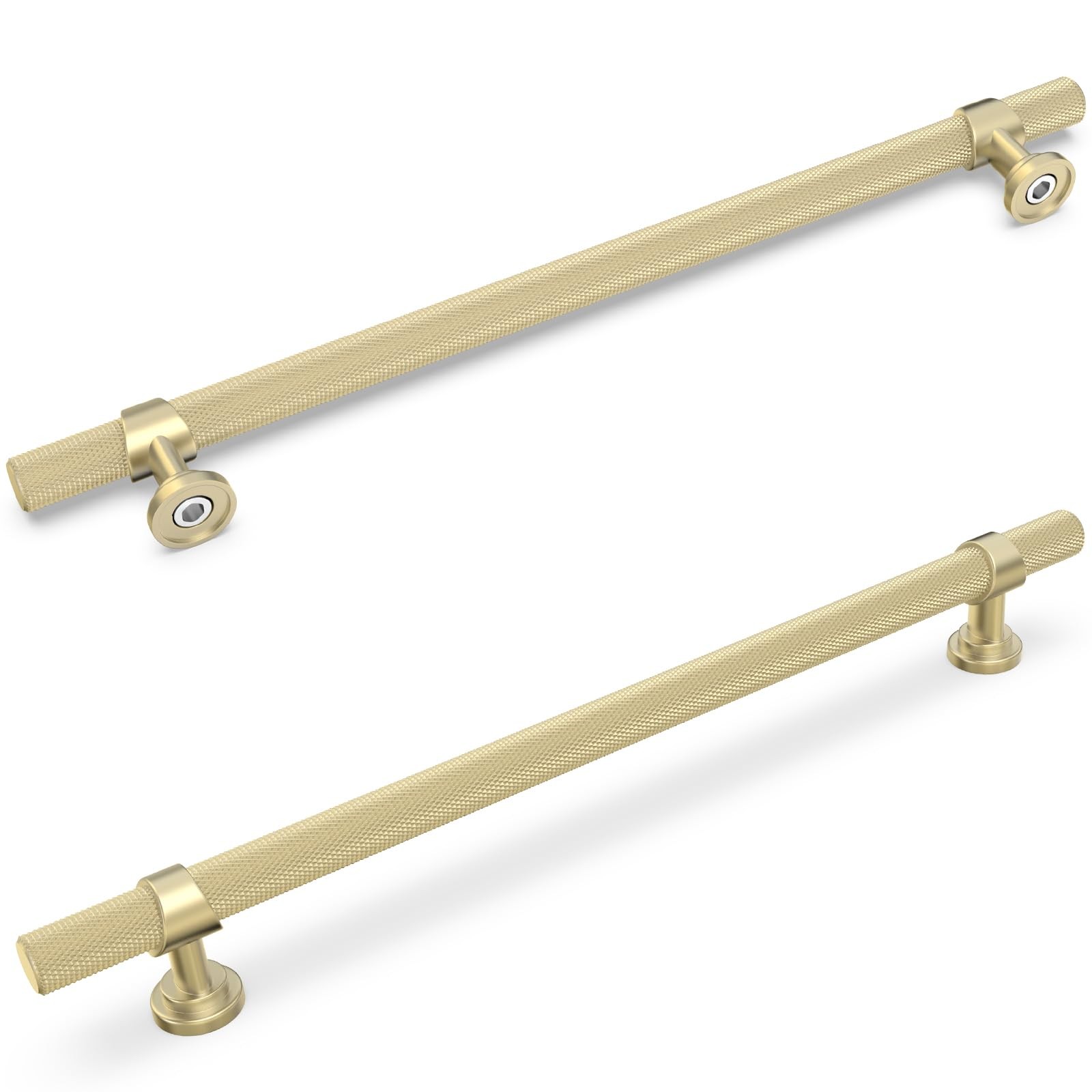 Komotia 6 Pack 15 Inch Cabinet Pulls Knurled Brushed Gold Kitchen Cabinet