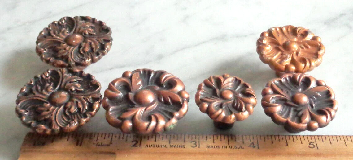 Ajax Amerock Rosette Leaf Copper Vintage Drawer Pull Cabinet Handles & Knobs