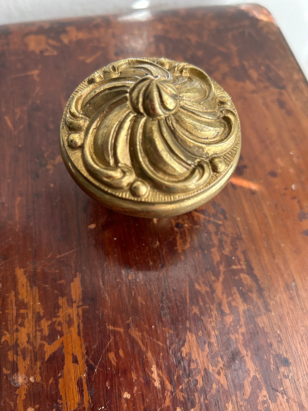 Ornate Brass Pull Knob with Backplate, Rococo Baroque Style Hardware (Spain)