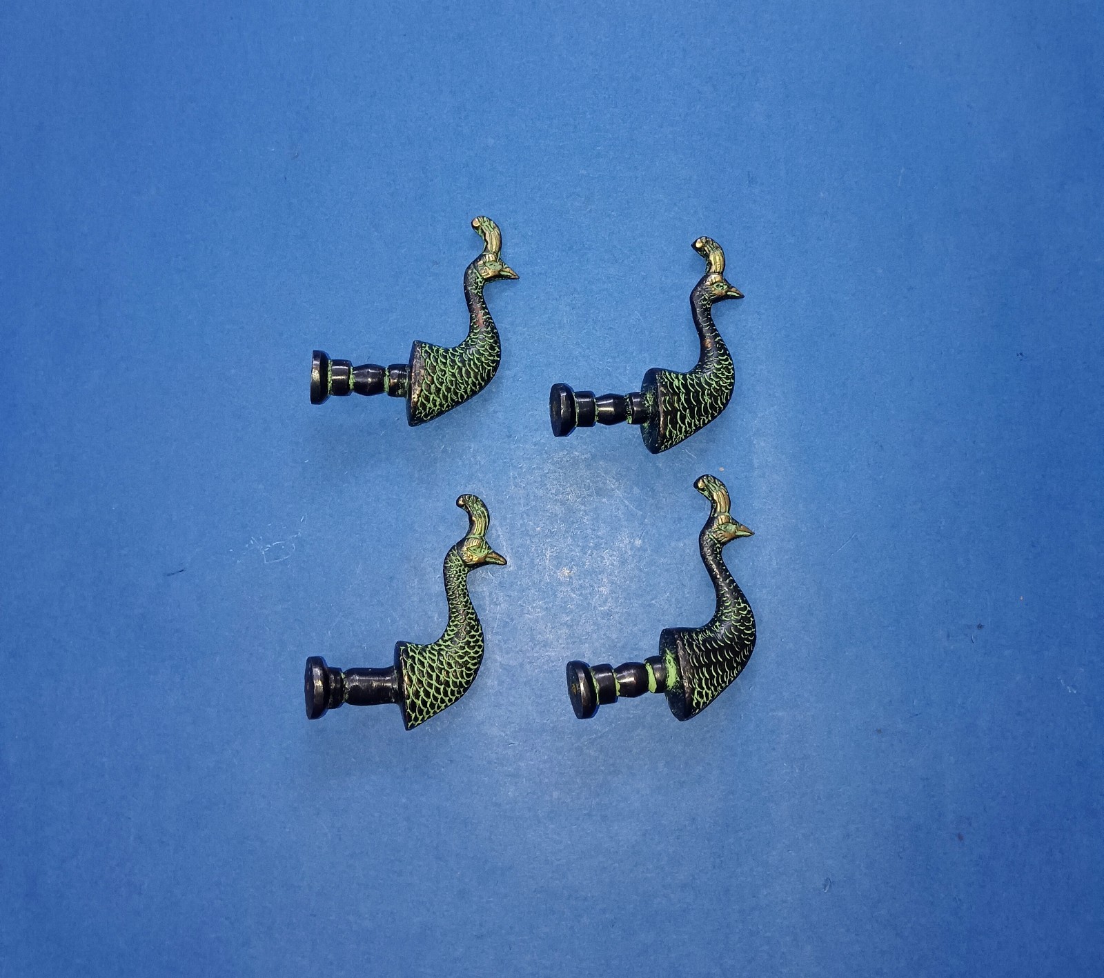 Turkey Bird Head Design Drawer Knob Brass Peacock Pull Set of 04 Pieces GTX