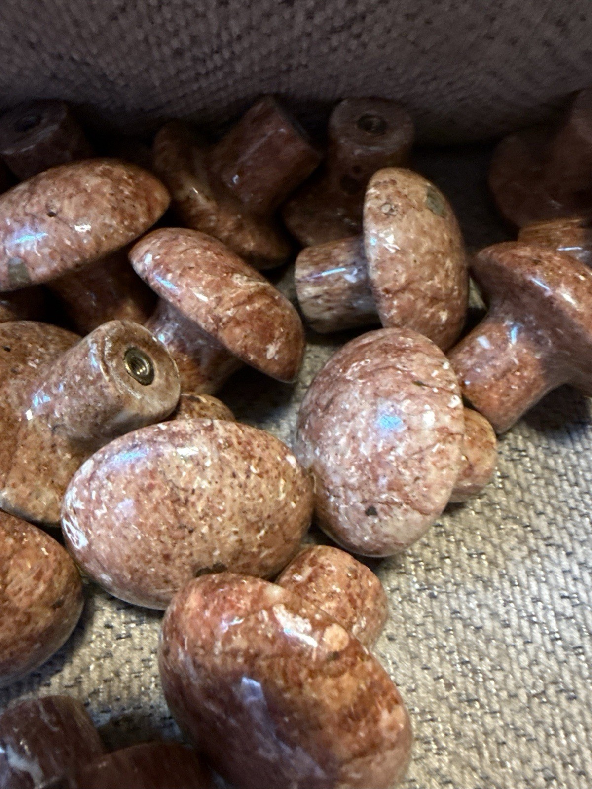 30 Mushroom Shaped Red Marble Knobs Pulls