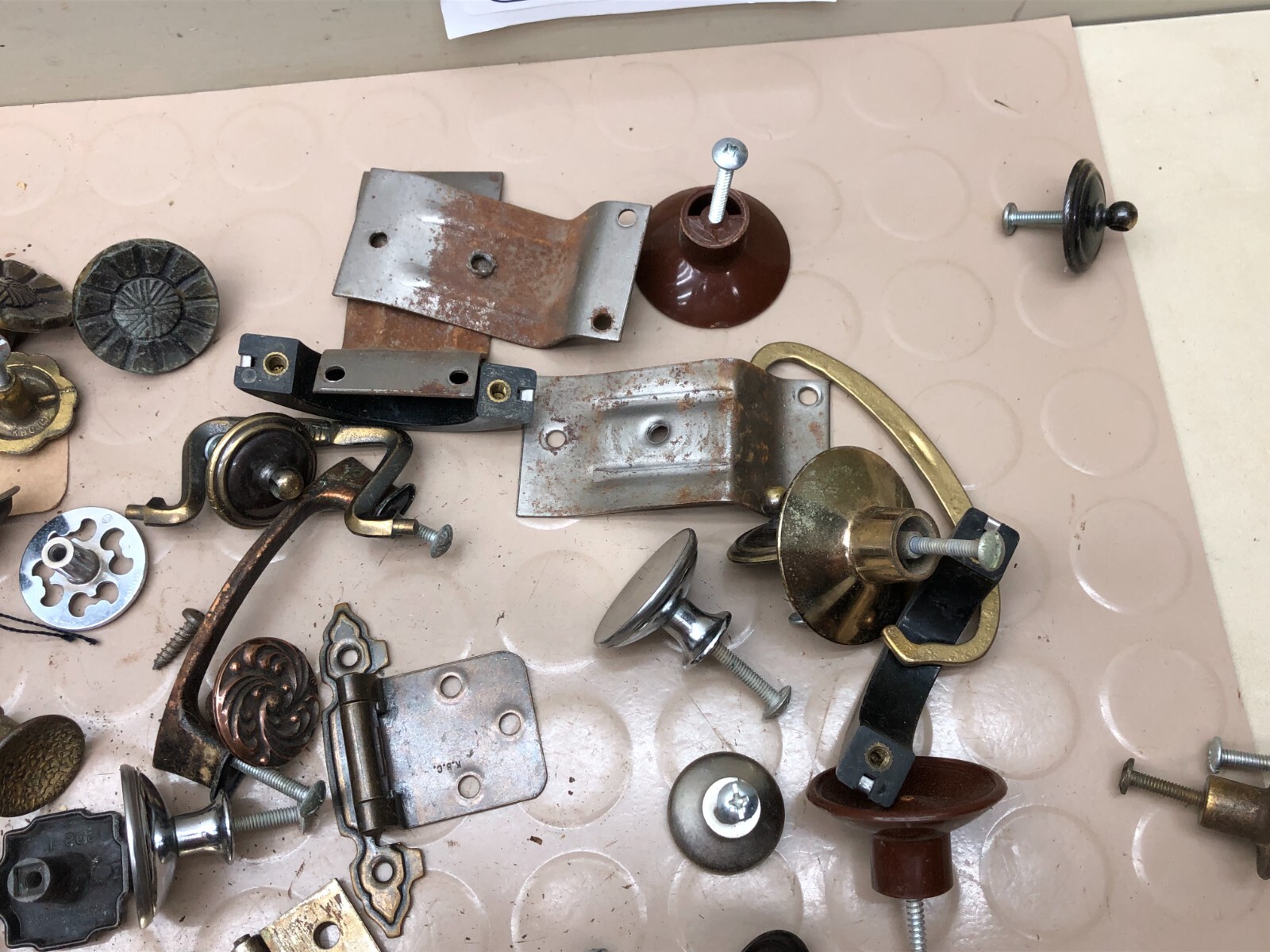Lot Misc Cabinet Door Drawer Knobs Locks Hinges Vintage Hardware Restoration