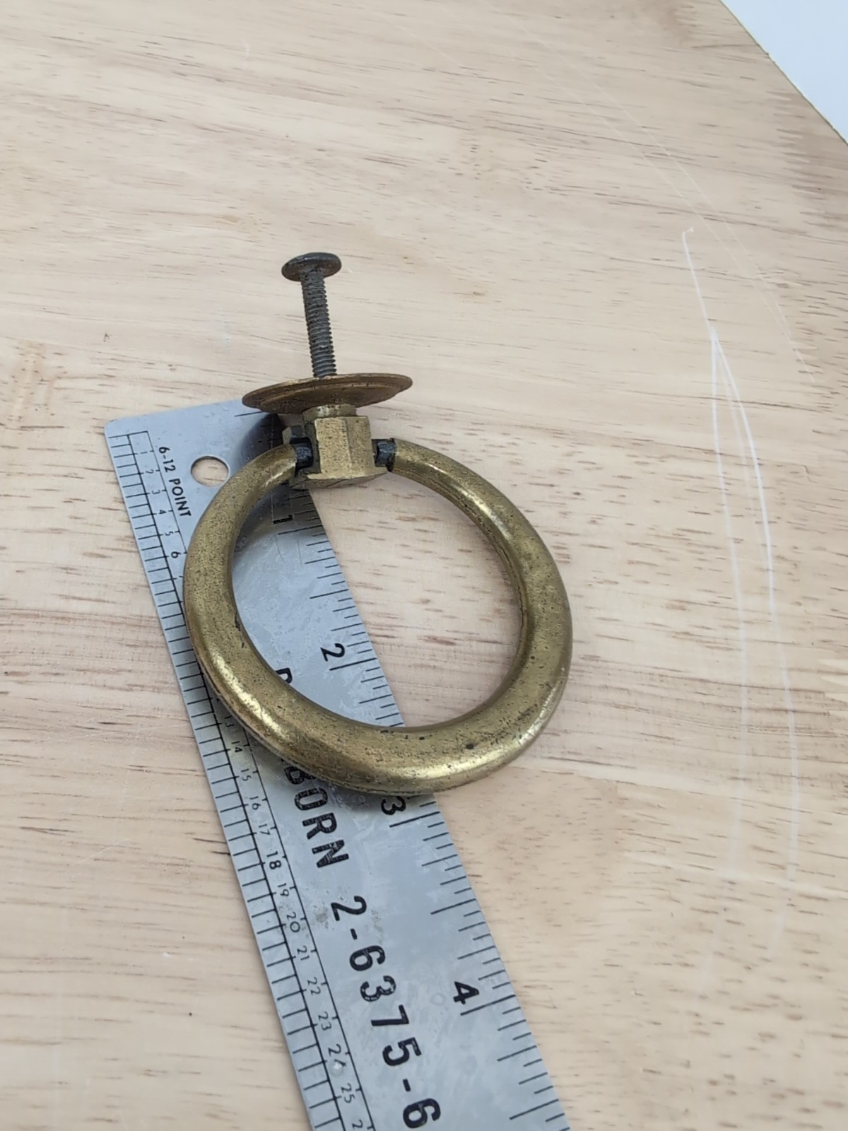 Drawer Pulls 4 Vtg Circle Cabinet Handle Brassy Bronze Tone Set of 4