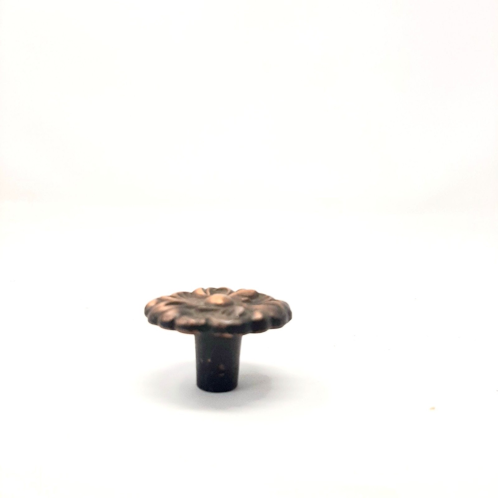 Vintage Round Copper Knob Floral Handle Ornate Design Hardware Solid