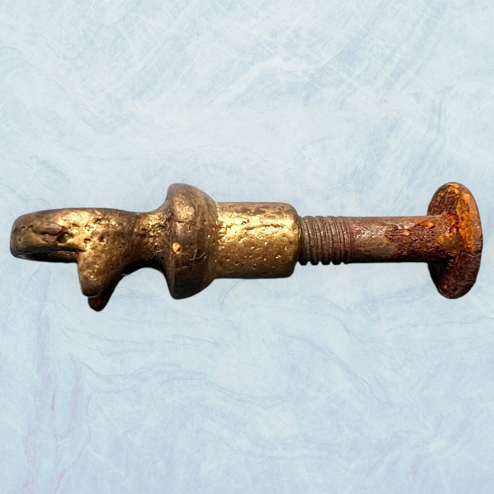 Antique Rosette Stem Head For Drawer Drop Bail Pull Repair Solid Brass