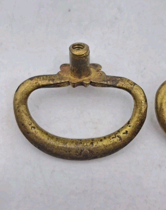 Antique Ring Drawer Pulls Door Dresser Cabinet Old Vintage Brass Hardware