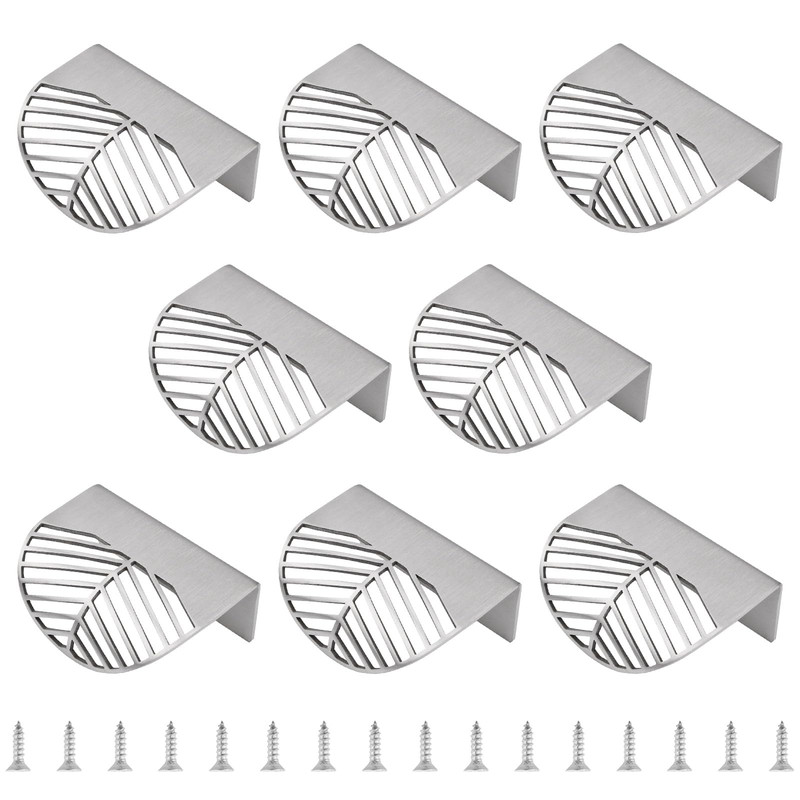 Morobor Stainless Steel Finger Edge Pulls 8Pcs Leaf Shaped Cabinet Handles