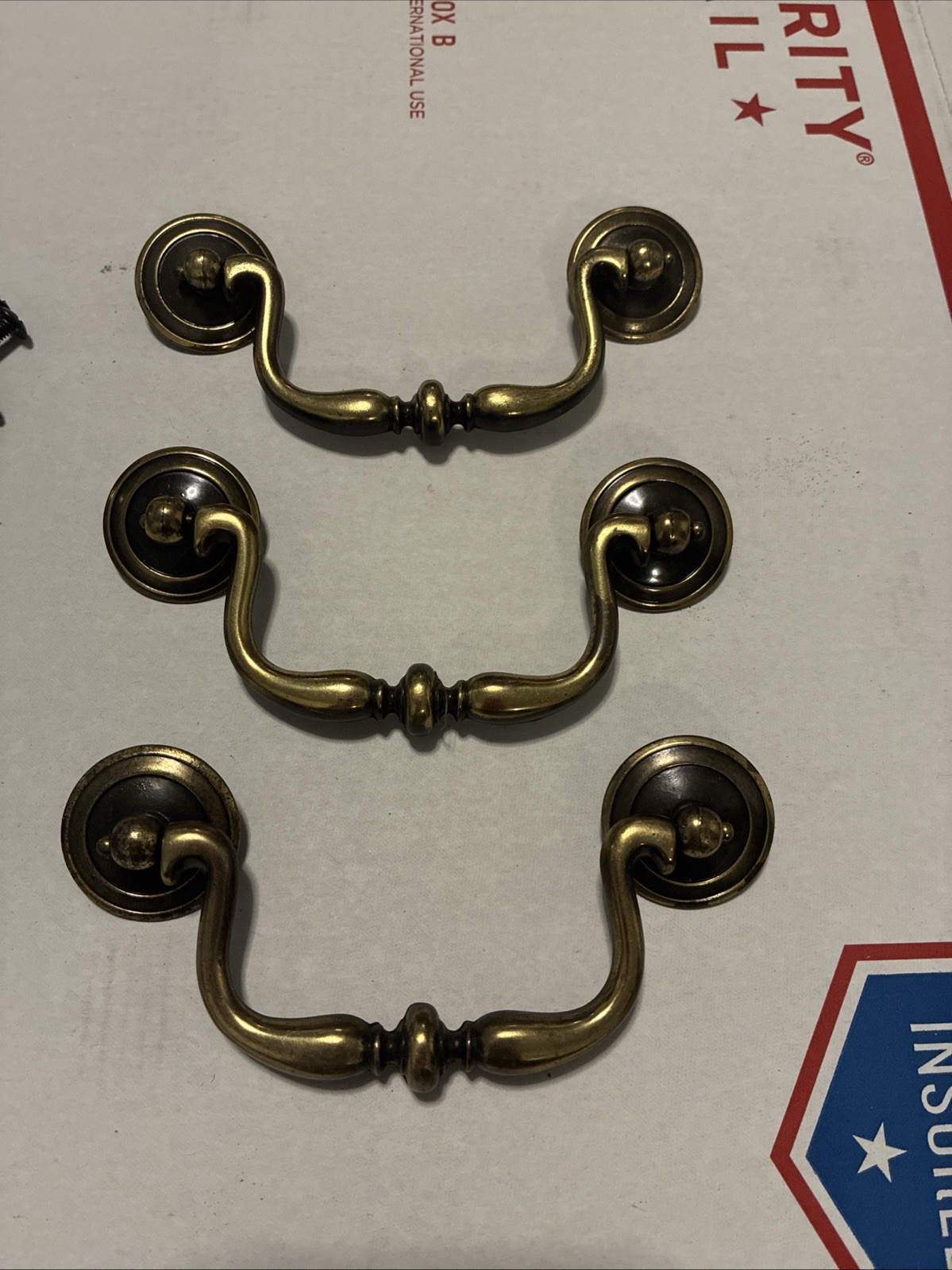 3pcsDrexel Esperanto Drawer Pull Tall Dresser Brass Vintage Drop Bail MCM Handle