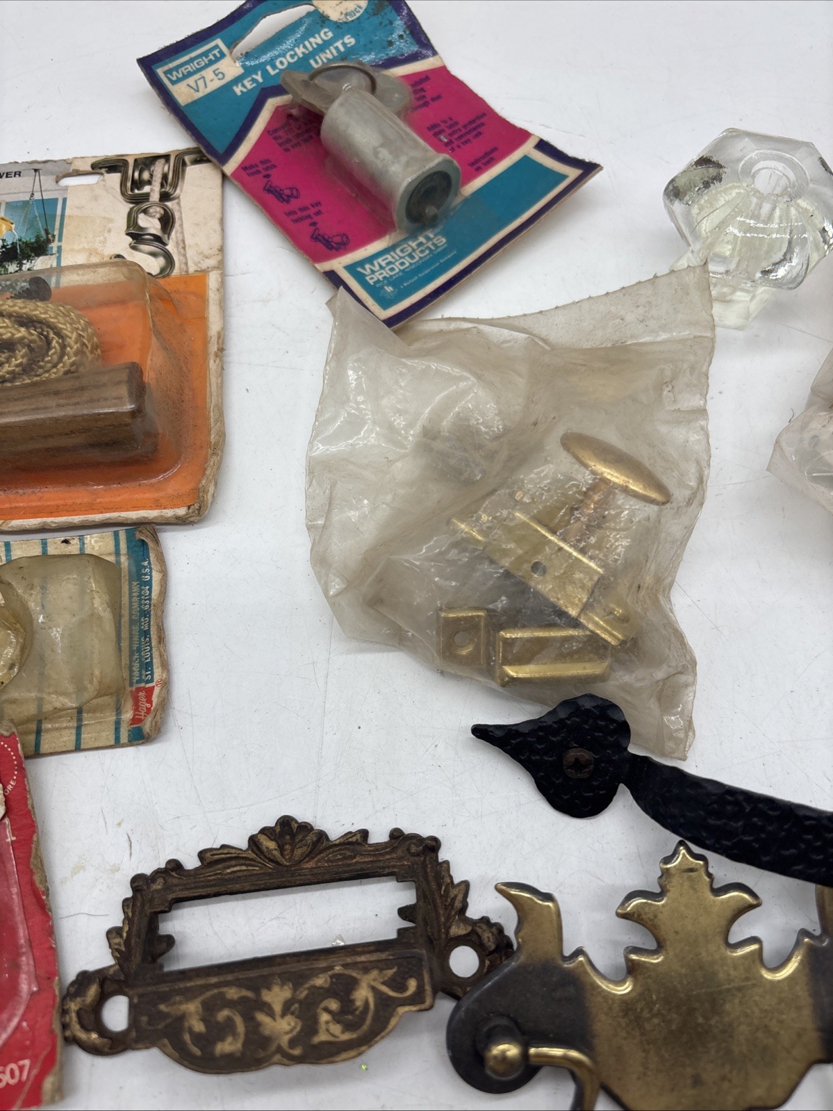 Lot of Mixed Hardware Furniture Drawer Pulls Handles Metal Brass Bolts Hooks