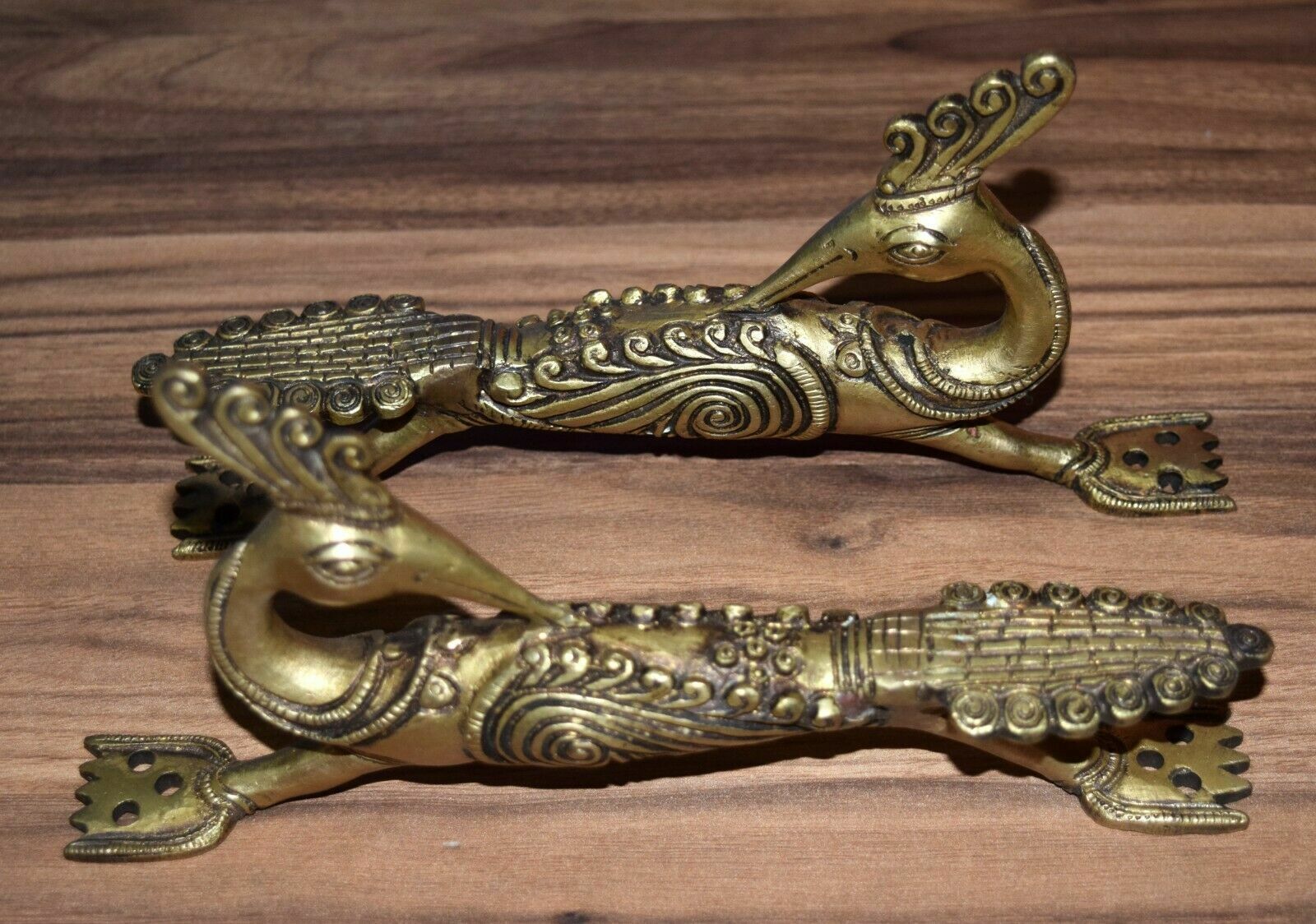 Brass Peacock Door Pull Set 8” Inches Bird Crafted Door Handles Furniture GTX