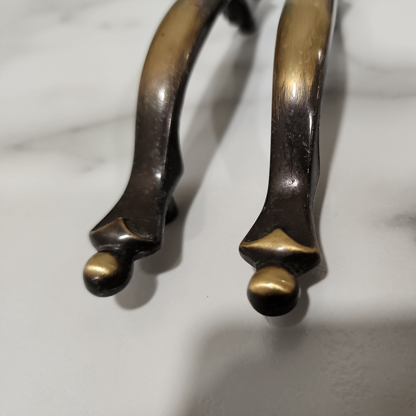 Set of 2 Antique English Amerock 859 Vintage Drawer Pull Handle Brass 3″ Center