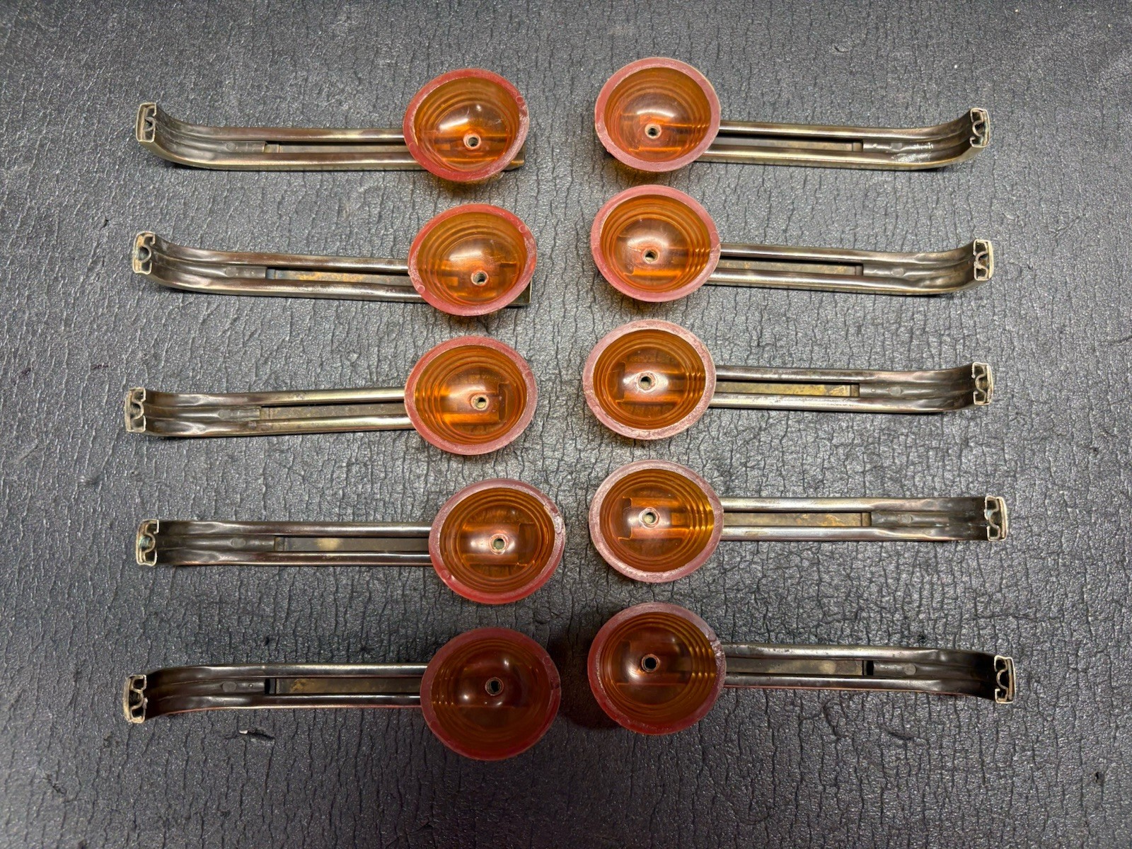 10 Very Nice Vintage Art Deco Brass And Bakelite 4.25” Drawer Pulls With Screws