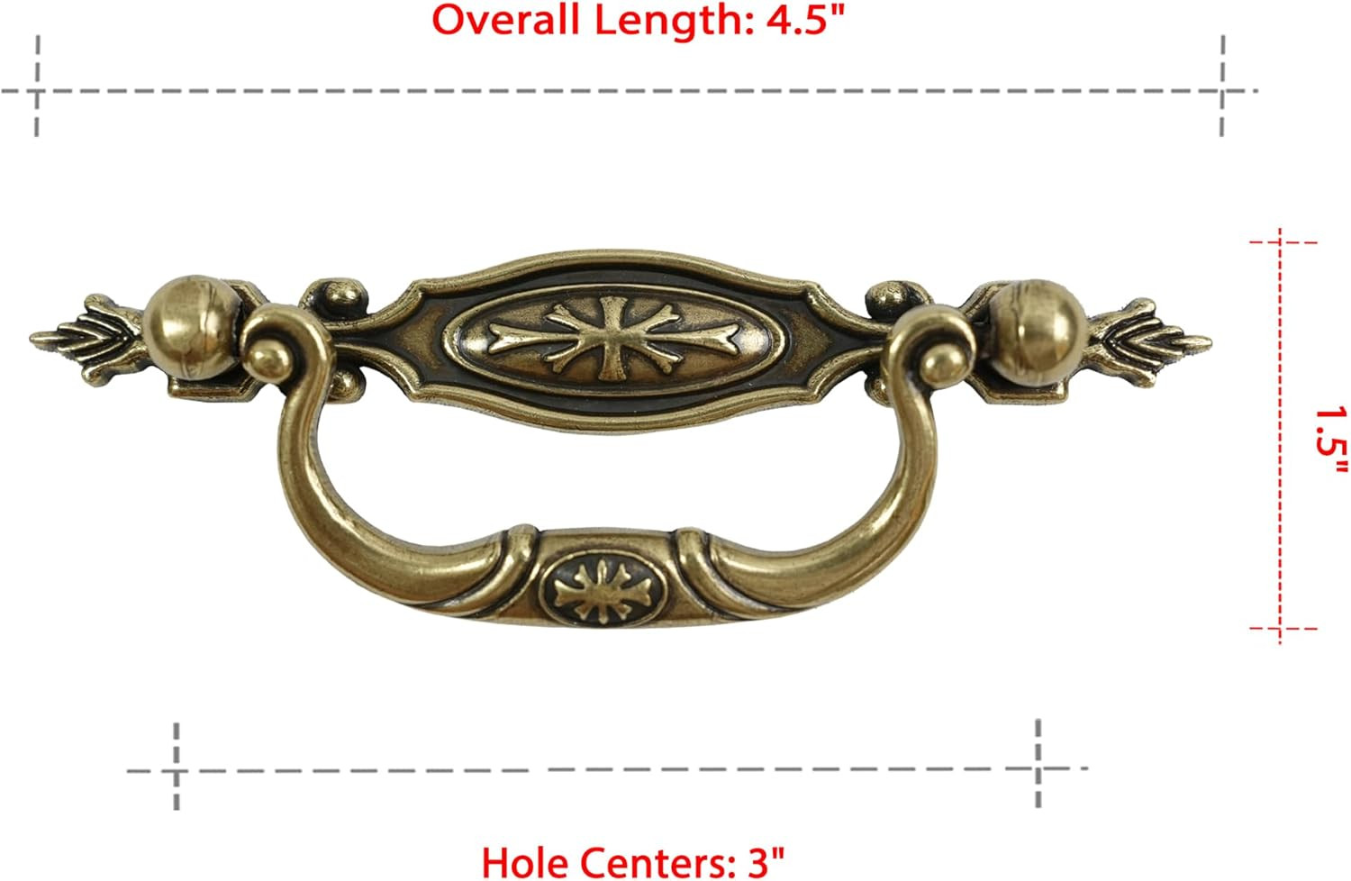 6 Pack Vintage Bronze Drawer Pulls, 3 Inch Hole Center, Antique Cabinet Handles