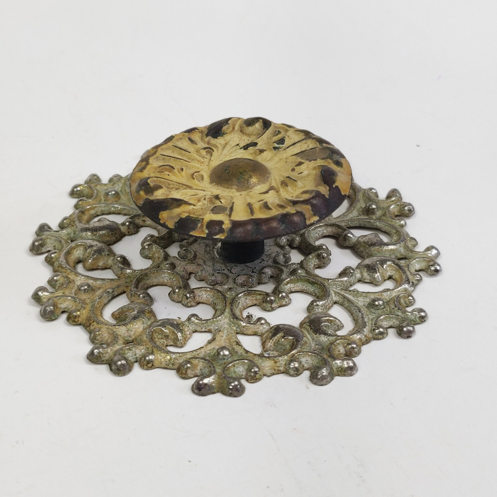 Vtg. Allison Drawer Pull Knob Ornate Backplate Escutcheon Ornate Japan Lot of 2
