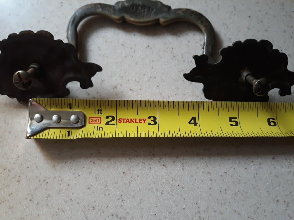 2 Vintage French Victorian Drop Bail Dresser Pull Handle Drawer Antique Brass