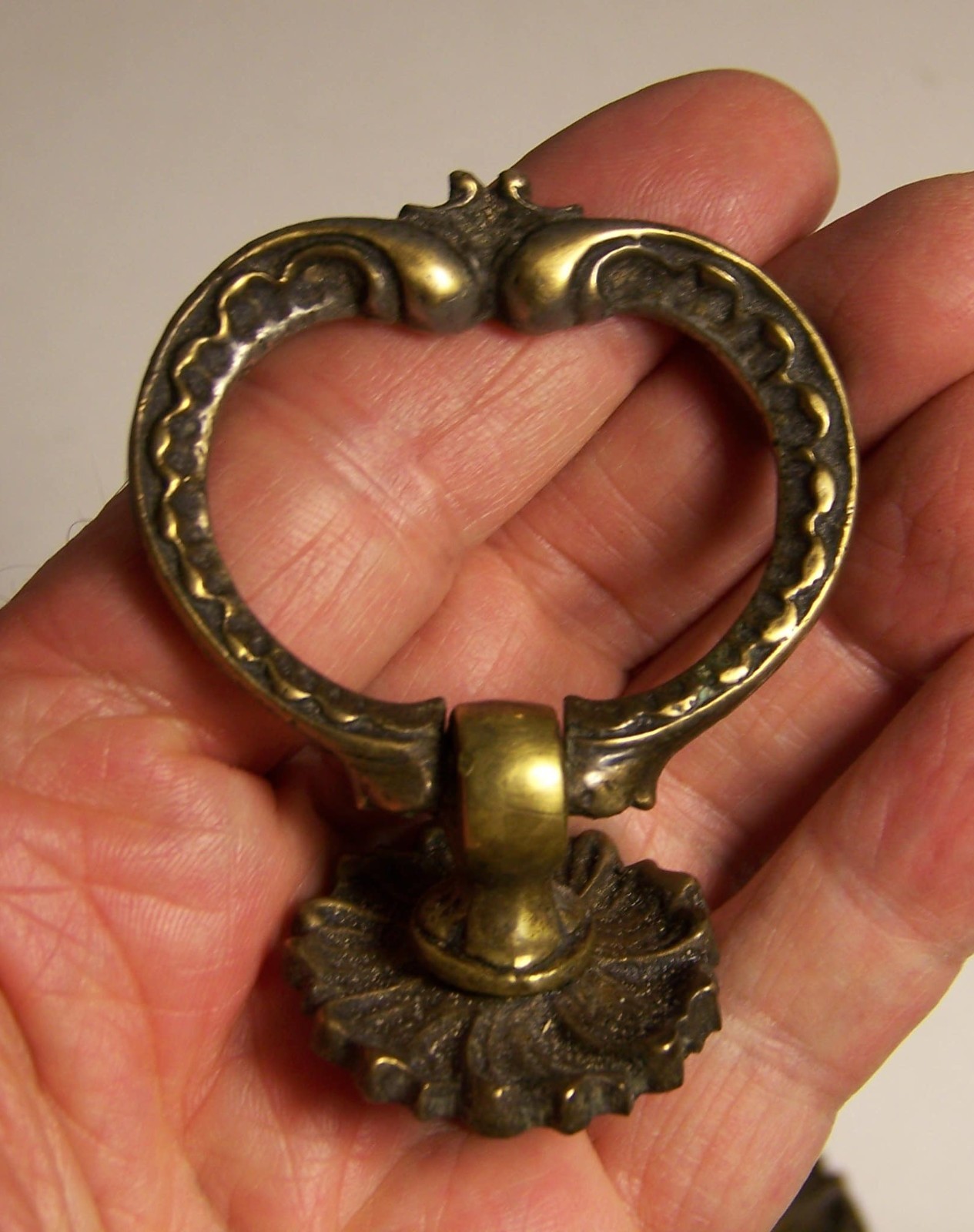 2 Drop Ring Pulls, Brass, Ornate, Vintage/Antique, Architectural Salvage
