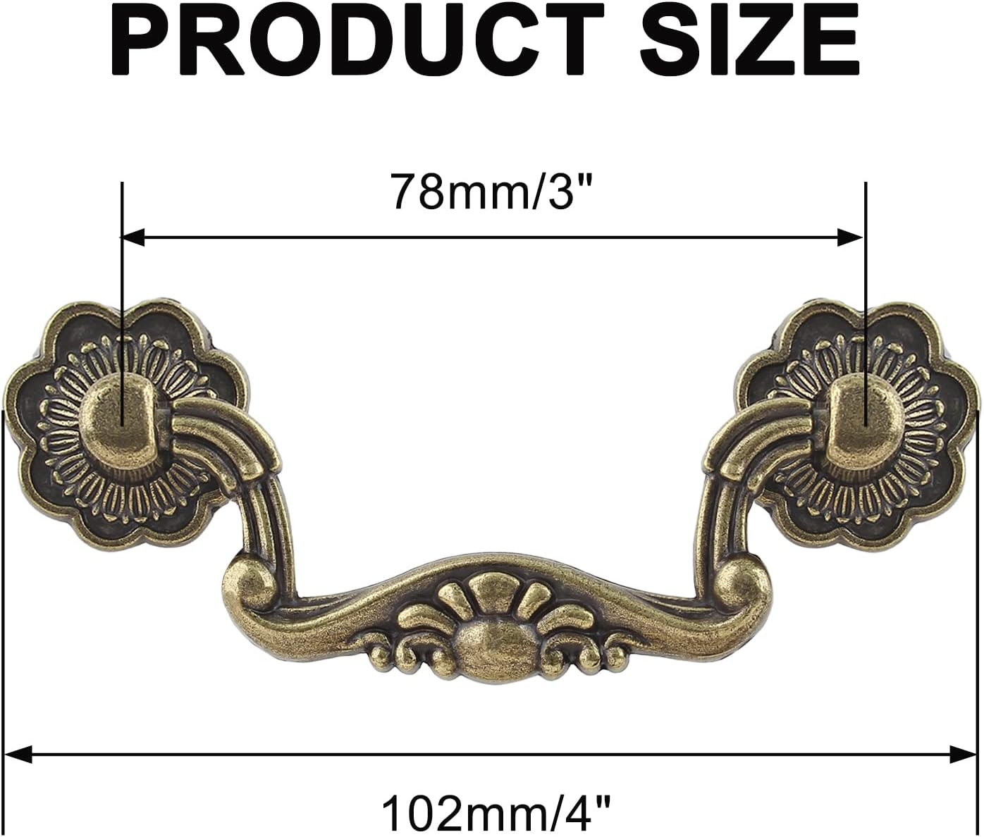 Uenhoy 6 Pcs 3 Inch Bail Handle Drop Pulls Vintage Drop Bail Drawer Pulls