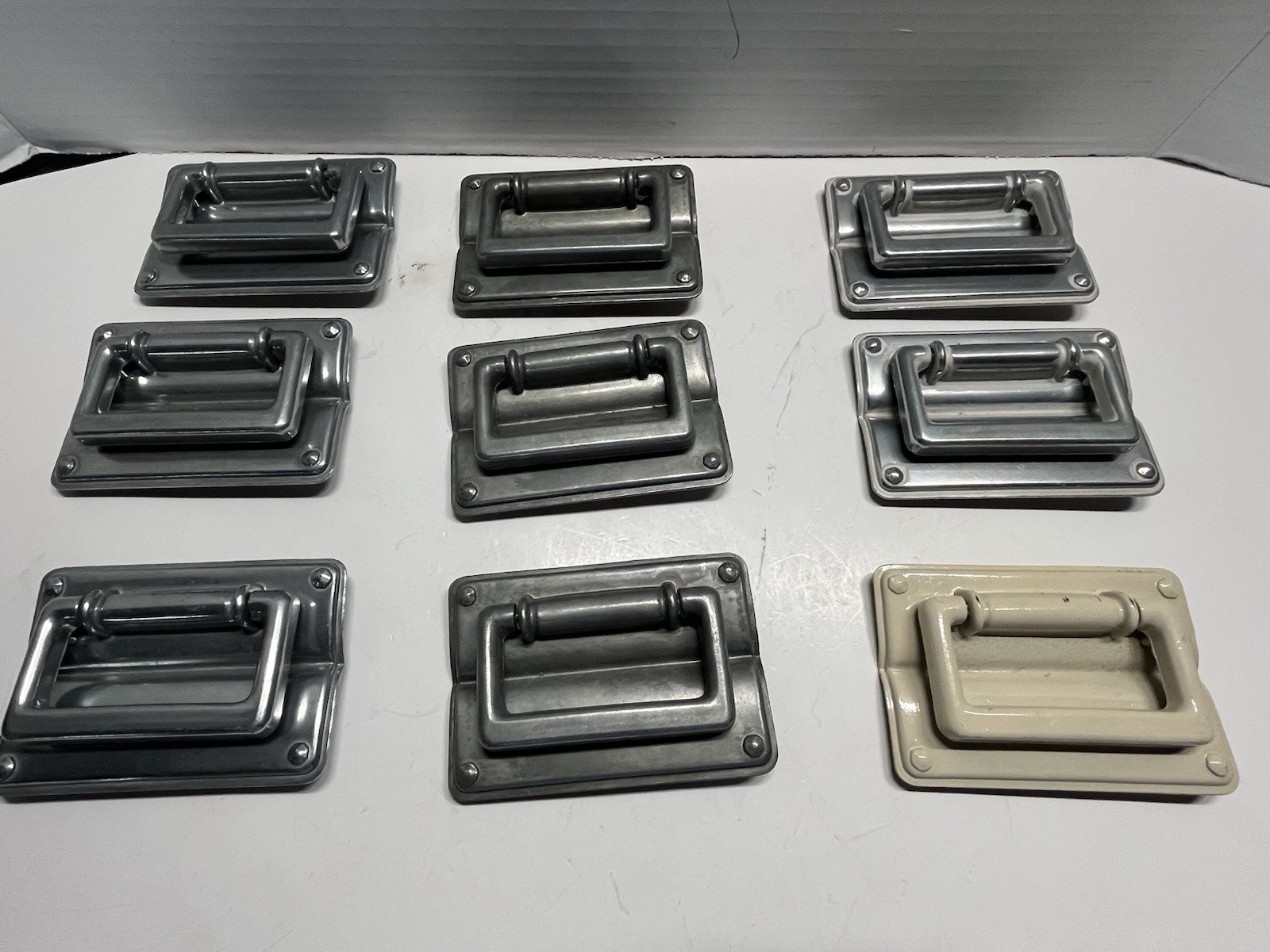 Vintage Lot (9) NOS KBC Mixed Heavy Rectangular Recessed Drop Bail Pulls