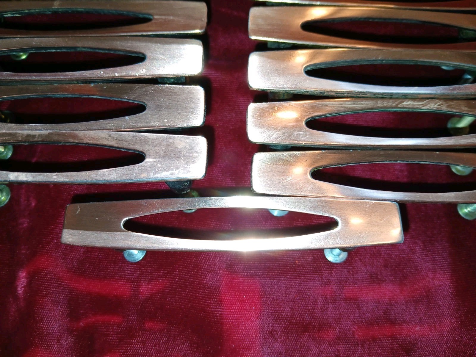 LOT 2 – Eleven MCM AJAX Nordic Modern Copper Drawer Door Pull Handle 3” Center