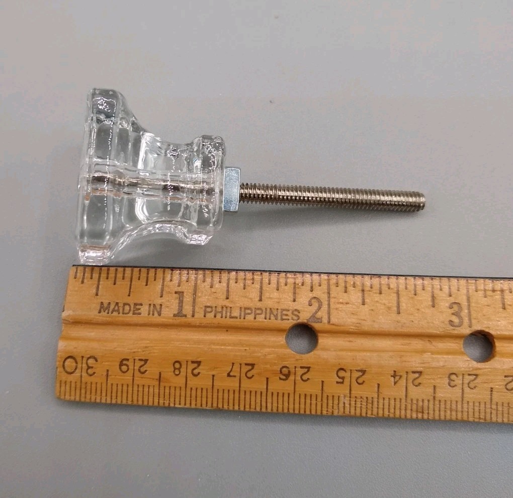12 Clear Glass 1 1/8″ square Drawer Pull Knobs Furniture Handles modern