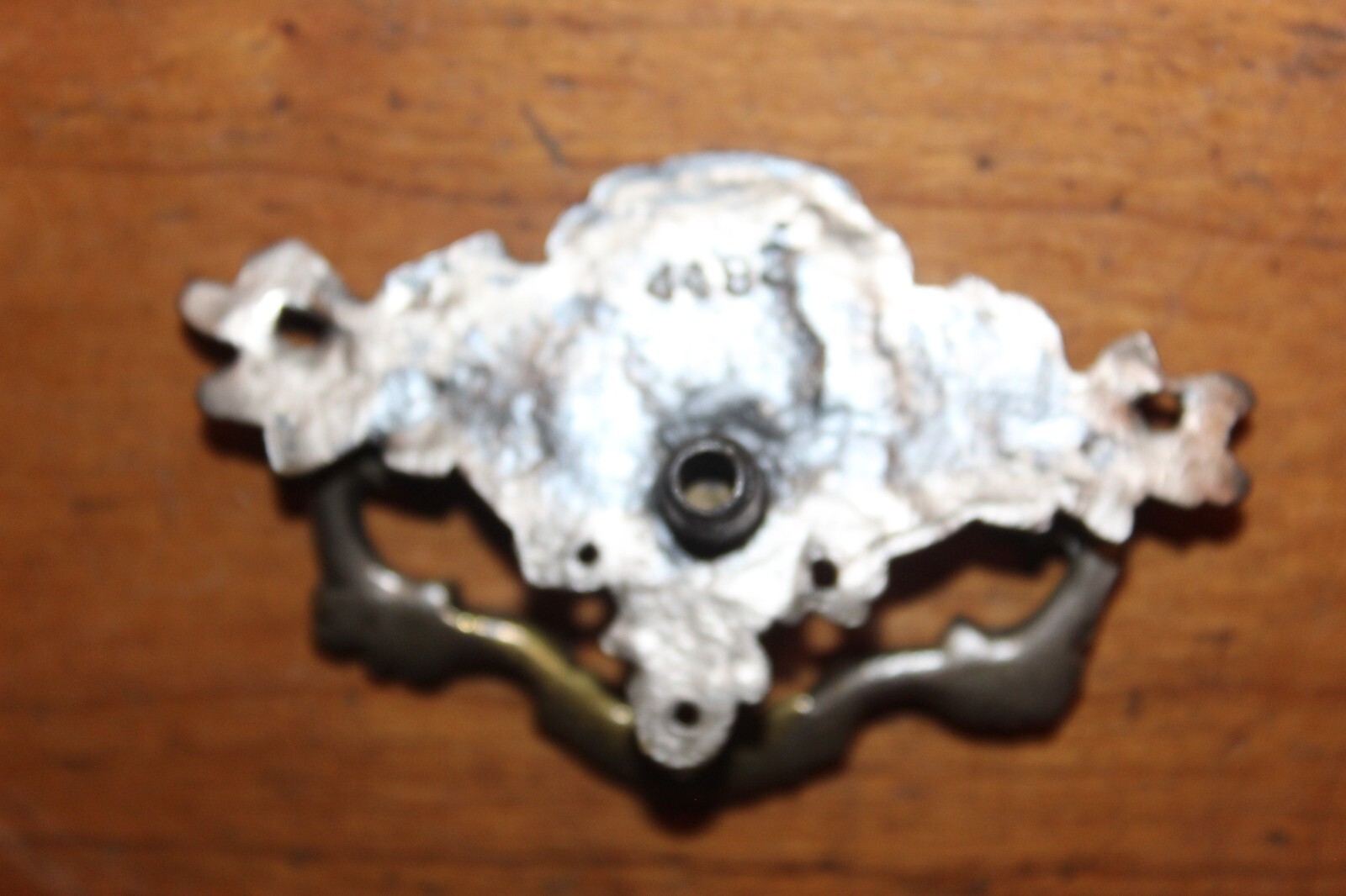 Antique Vintage Ornate Heavy Solid Nickel on Bronze Drop Bail Drawer Pull K-33