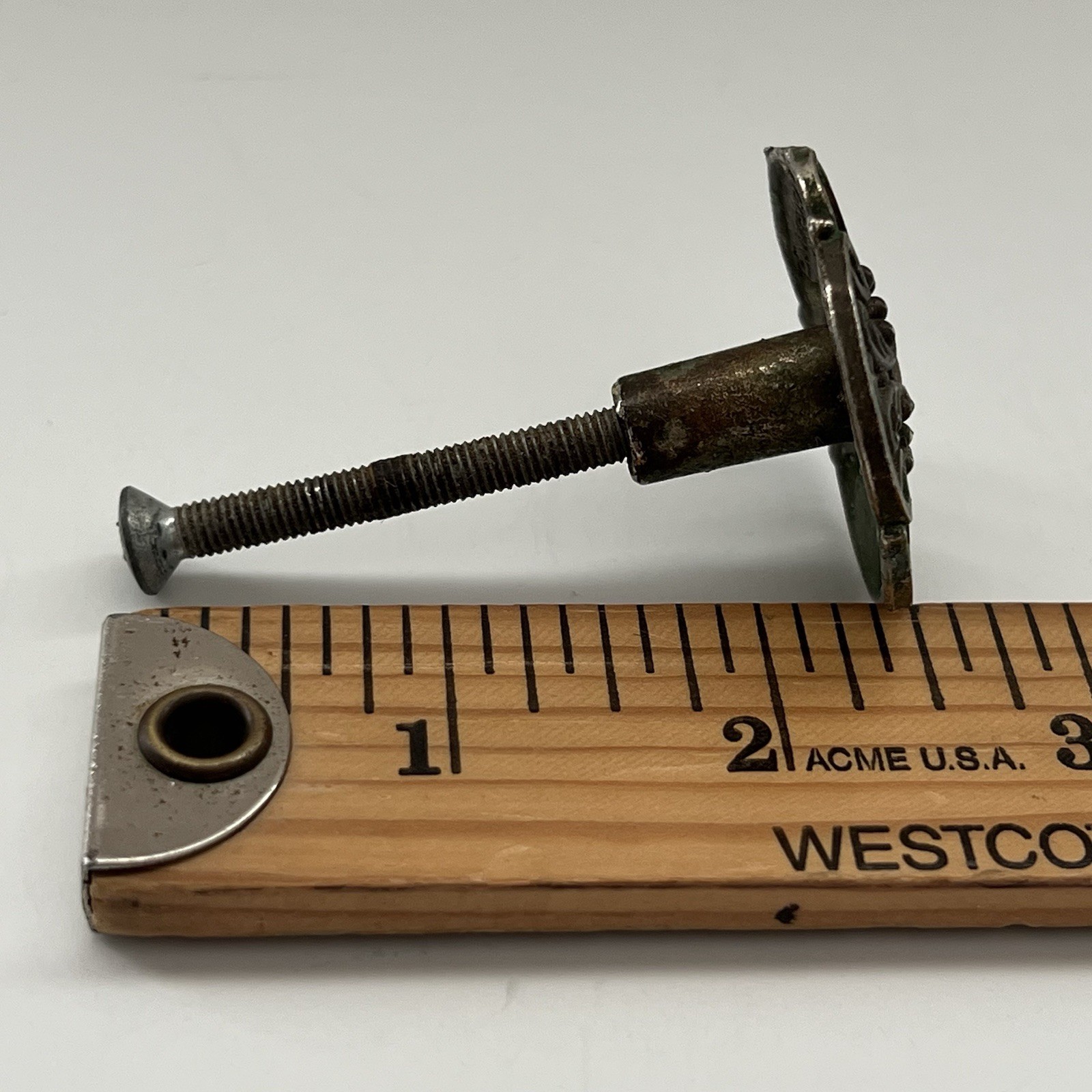 Vintage Antique Ornate Round Cabinet Knob Drawer Pull 1 1/2 “ 1.5 Patina Metal