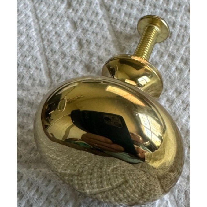 Solid Brass 1 1/4″ Polished Mushroom Shaped Drawer Pull with Screw