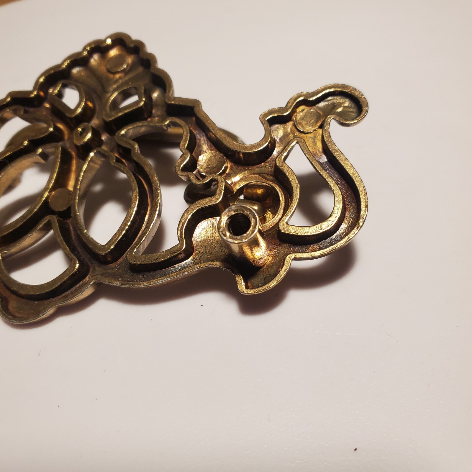 Vintage Brass Batwing Chippendale Metal Drop Bail Pull Drawer Dresser Hardware.