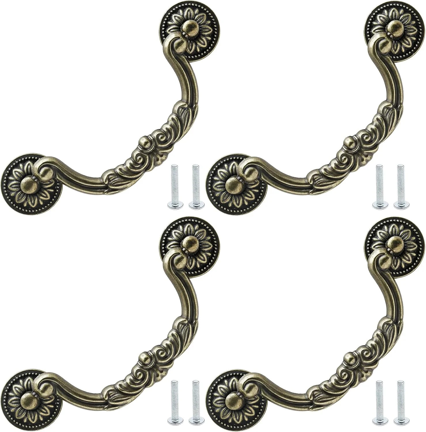 Uenhoy 4 Pcs 5 Inch Bail Handle Drop Pulls Vintage Drop Bail Drawer Pulls Antiqu