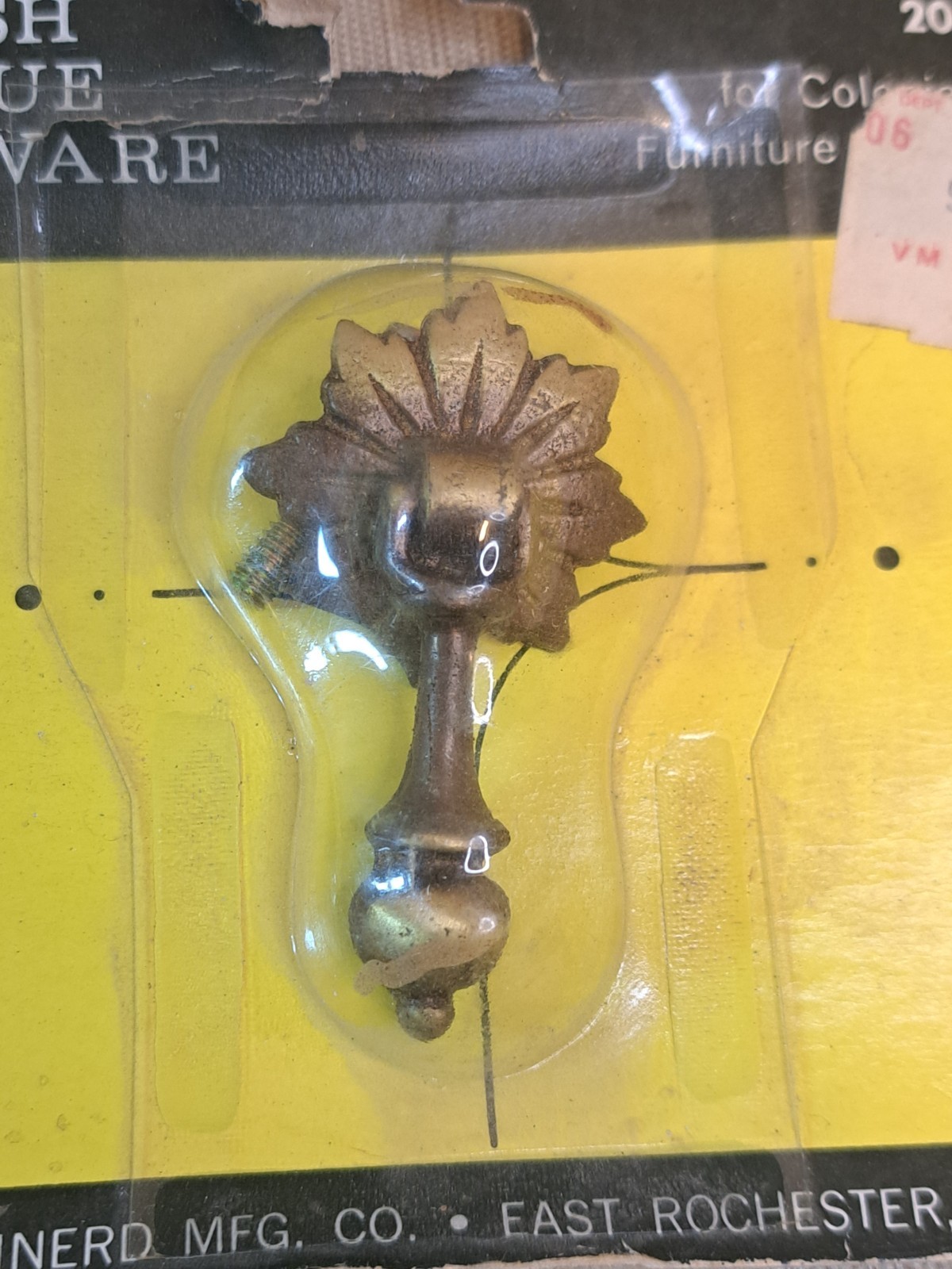 Vintage Brainerd 2089 Brass Drop Pulls Set of 3 NOS English Antique Hardware