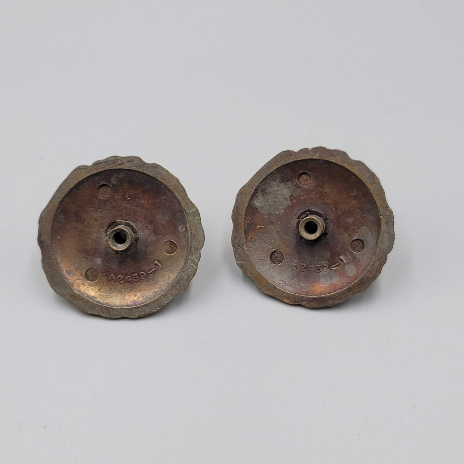 Vintage Flower Brass FACE Plates Ornate Bail Pull Replacement Set of 2 – 1 3/4″