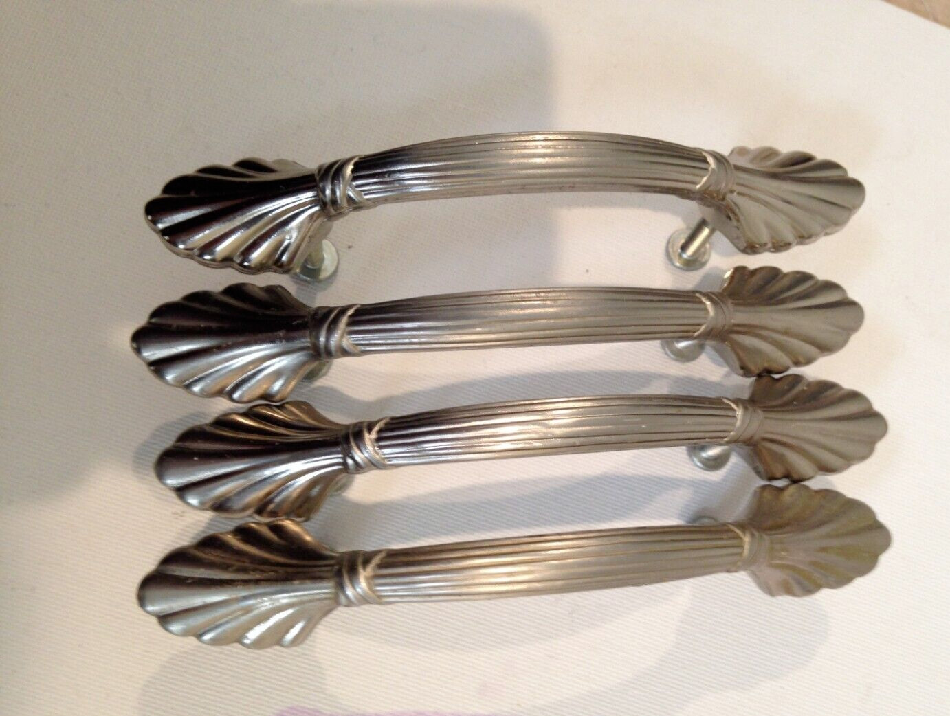 Vintag Art Deco Silver Tone Drawer Pulls Dresser Handle Set of 4 Pat No D355 839