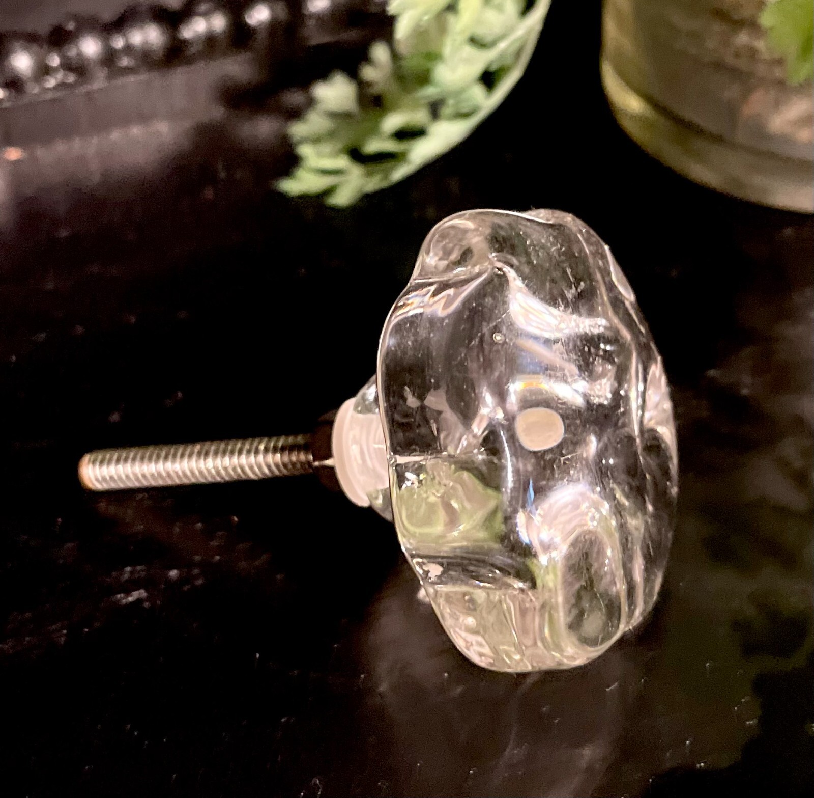 1; VINTAGE HOLLYWOOD REGENCY CRYSTAL clear GLASS DRAWER CABINET KNOBS HANDLES