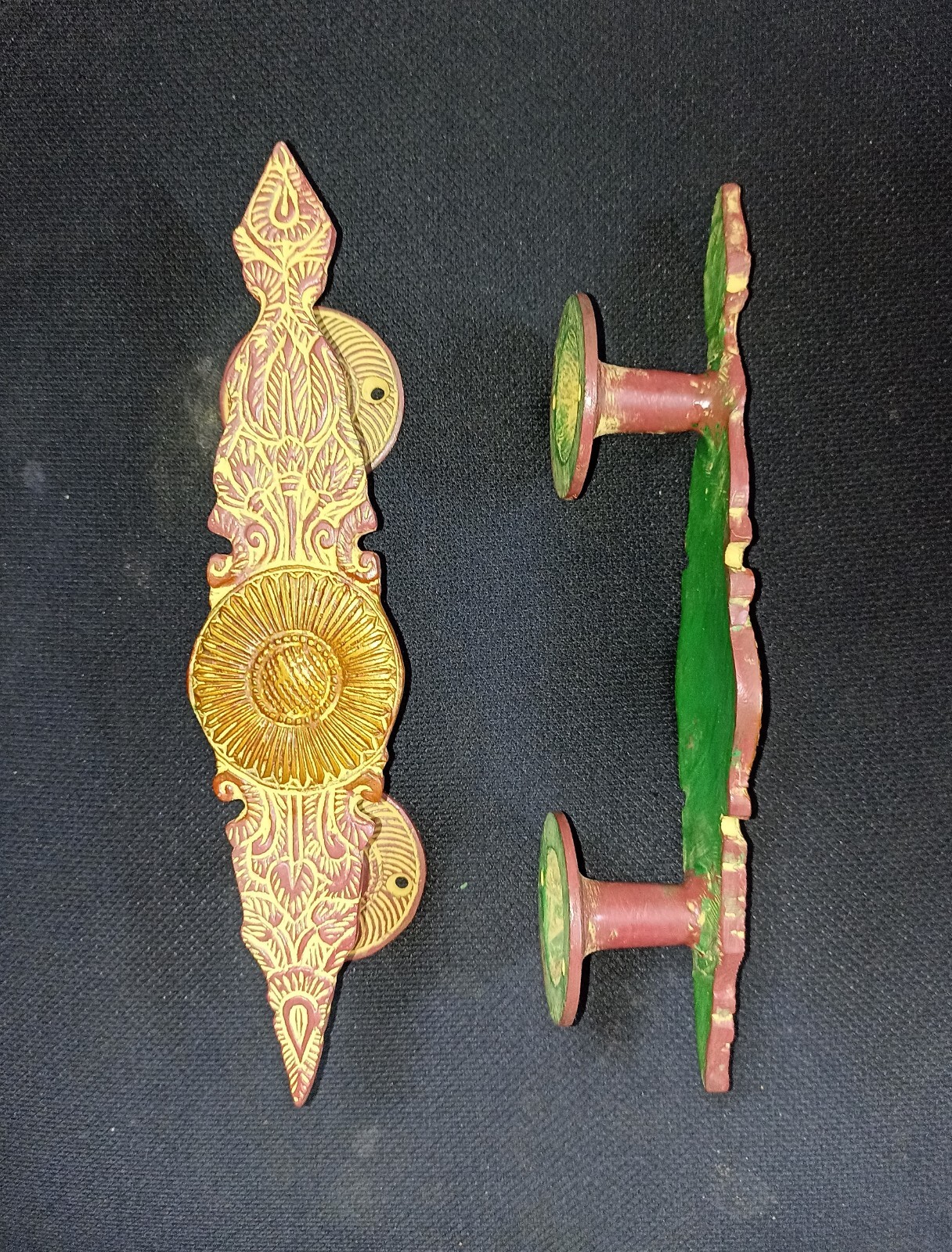 Sunflower Design Door Pull Ornate Hand Carving Floral Handle Handmade Grip HK466