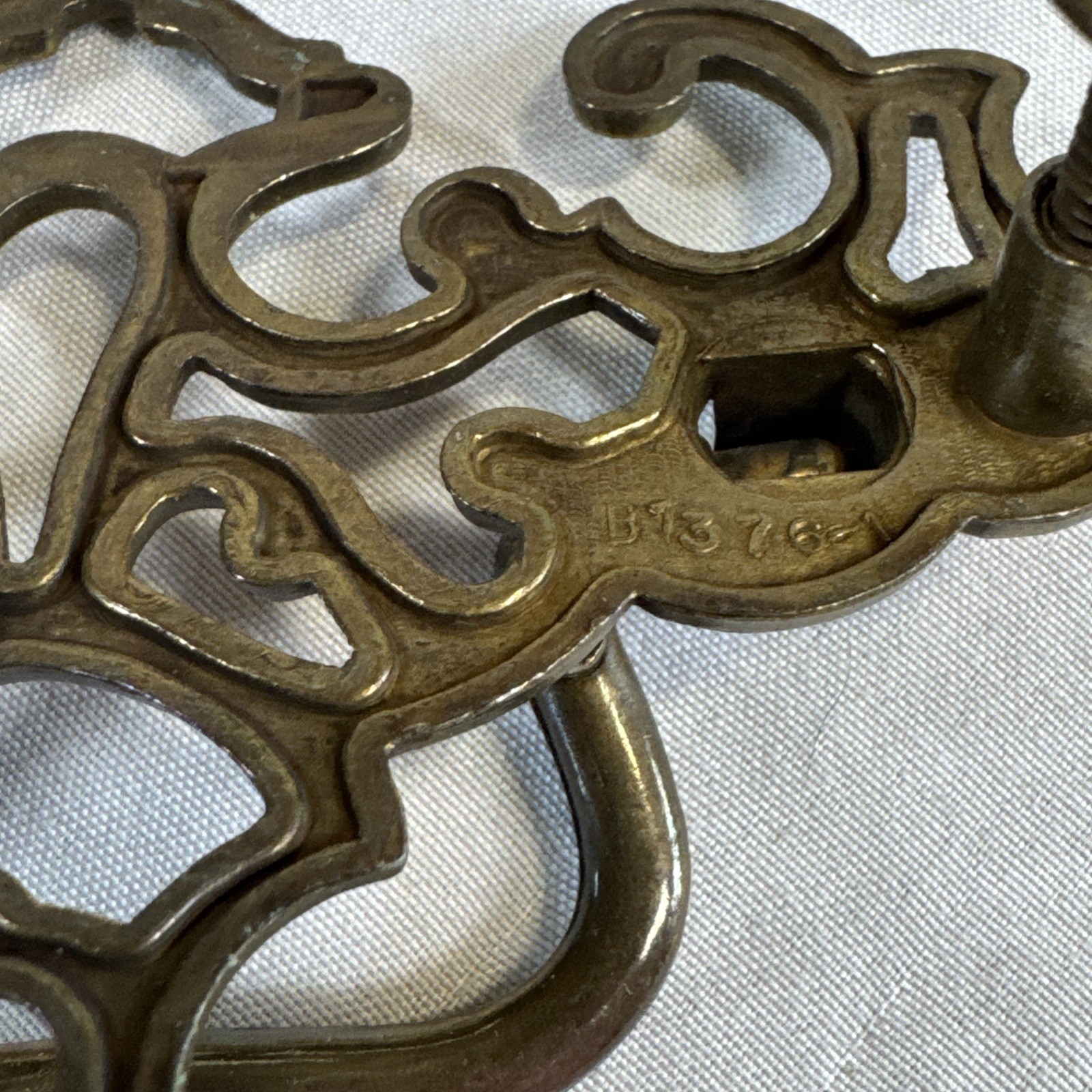 Lot of 12 Vintage Chippendale Style Drawer Drop Bail Pull Handle Brass Cont. B