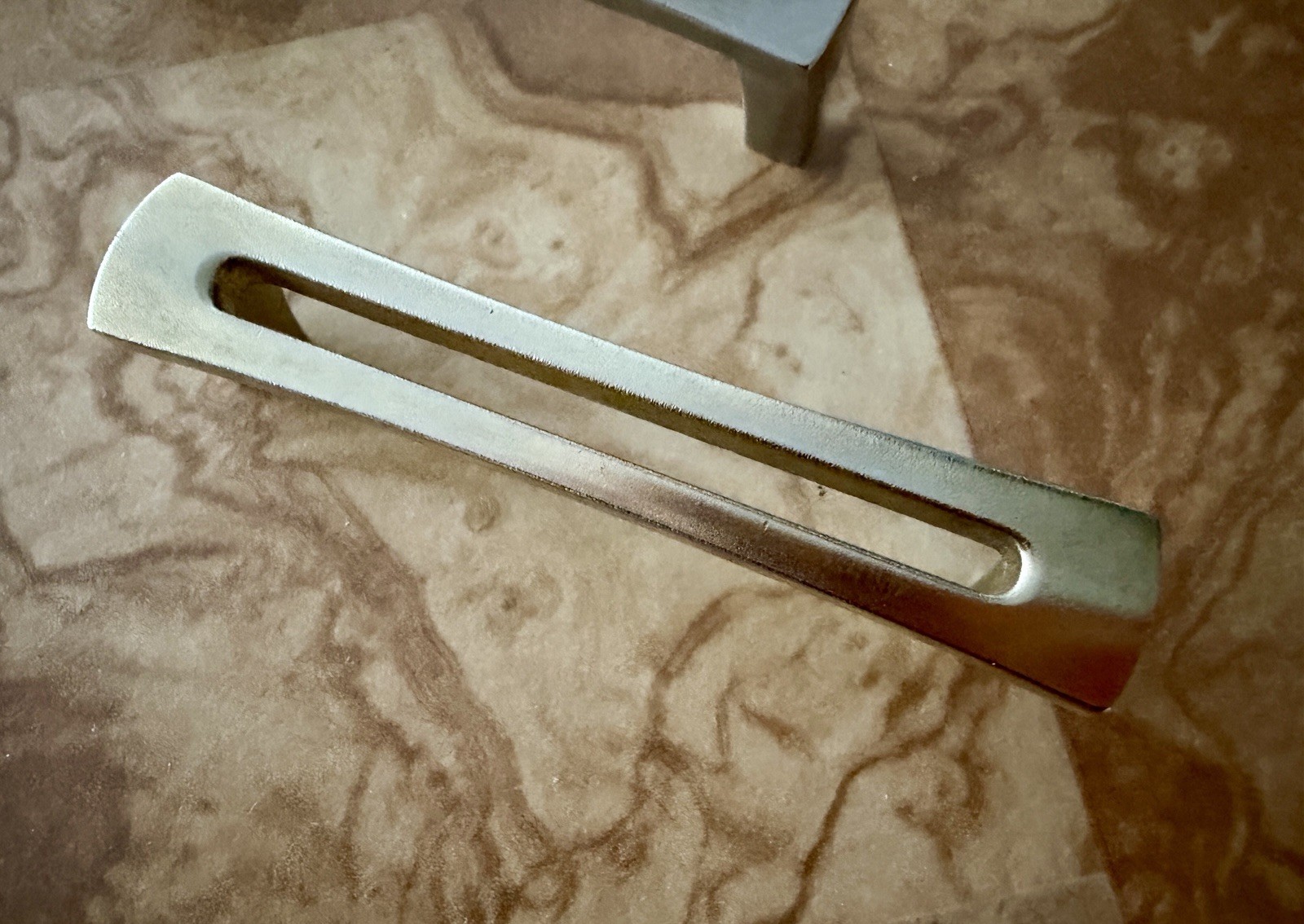 Vintage Japan MCM Cabinet Drawer Pulls 3” Center Brass & Brushed Metal Pair
