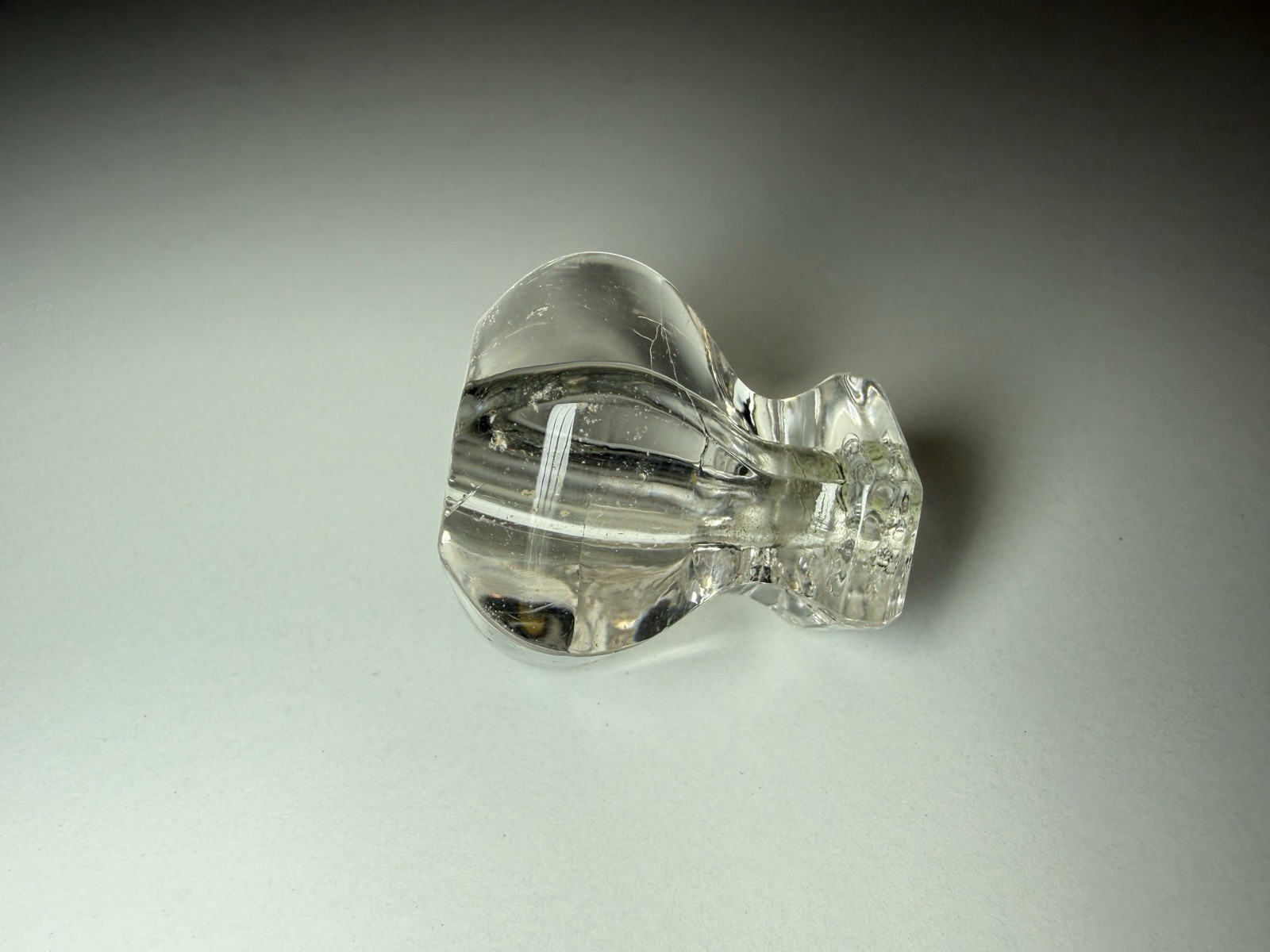 Vintage Clear Pressed Glass Drawer Cabinet Knob Hexagon Faceted Depression Style
