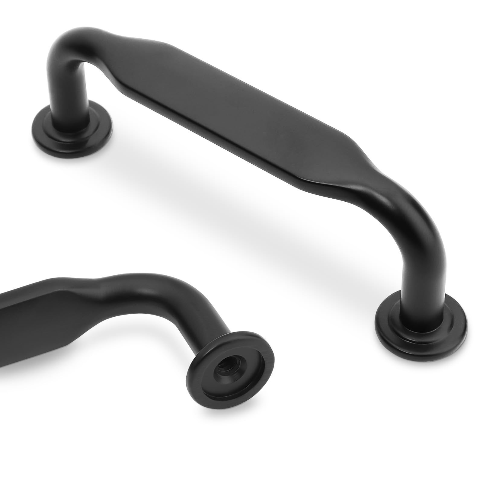 10 Pack Matte Black Cabinet Pulls 3 Inch(76mm) Hole Centers Kitchen Cabinet H…