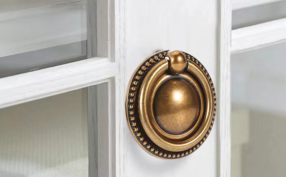 Skohom 2 inch- 8 Pack Antique Brass Ring pulls,