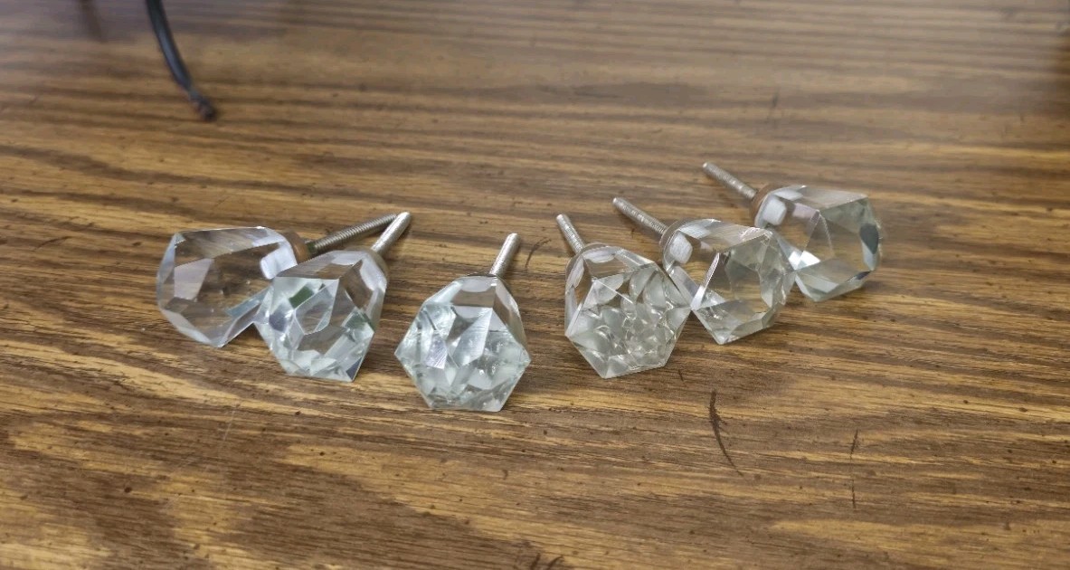 6 Vintage Style Clear Acrylic Hexagon Cabinet Knobs Dresser Drawer Pulls