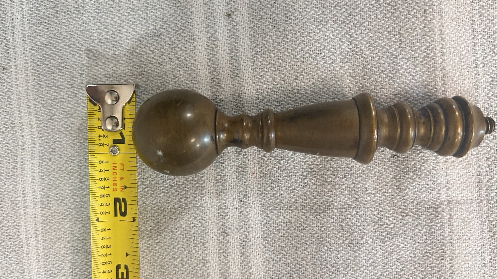 Vintage Brass Pull Turned Ball Knob 1950s Shovel Handle Finial Style Threaded