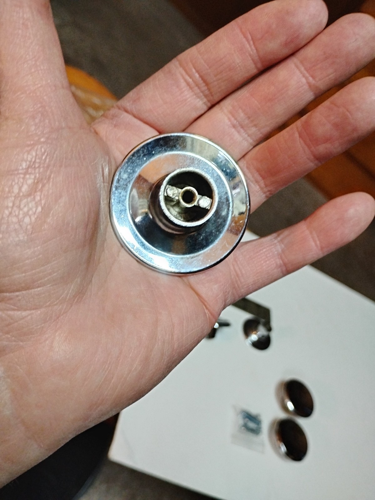 Vintage Lot of 5 Chrome Round Drawer Pulls Concave Knobs Cabinet Handles 2″