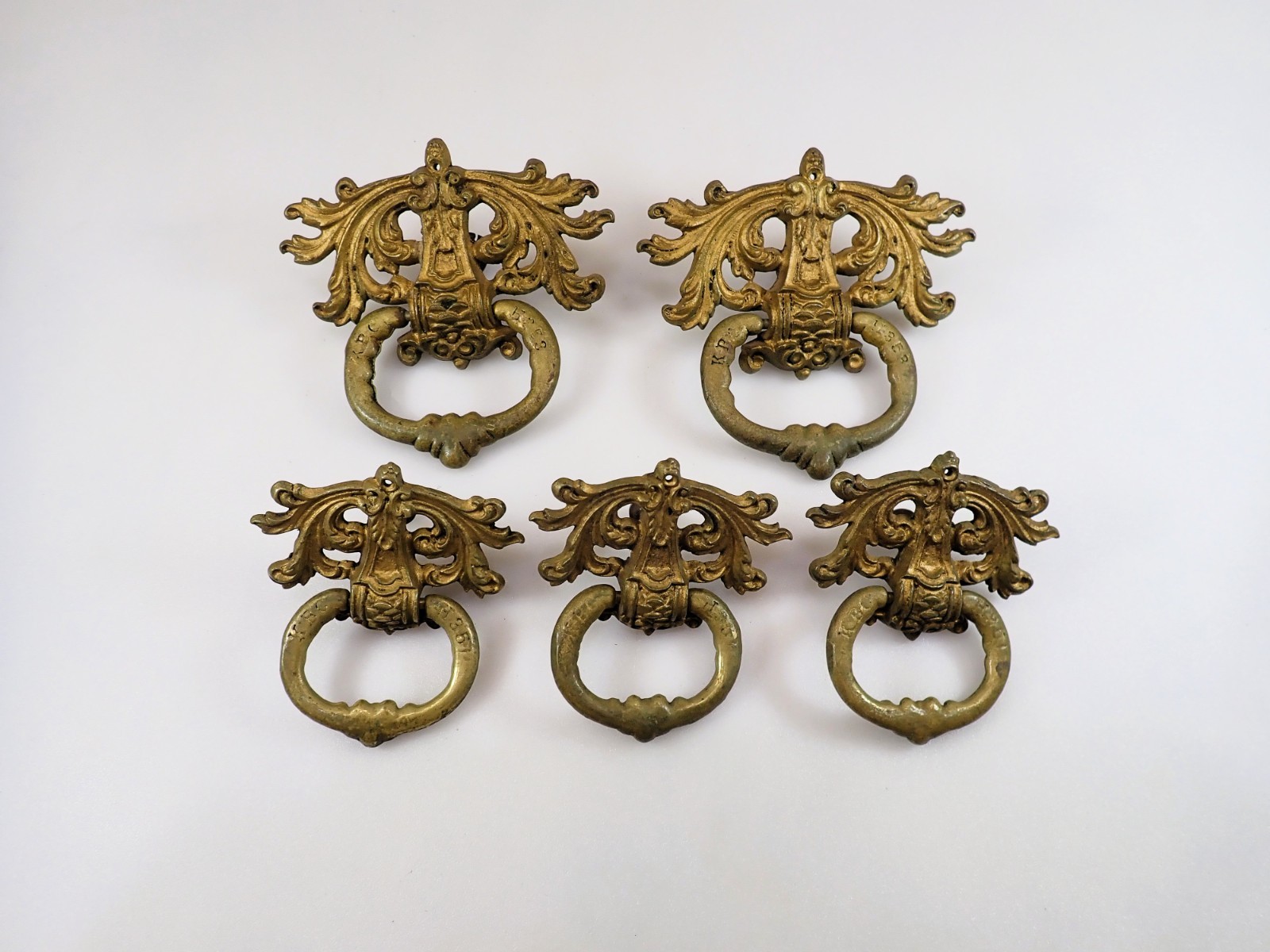 Vintage Keeler Brass Co KBC Ornate Drawer Pulls Lot of 5 Louis XVI Rococo