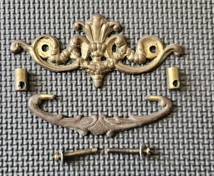 RARE Large Antique Ornate Brass France Chippendale Batwing Drawer Pull FREESHIP