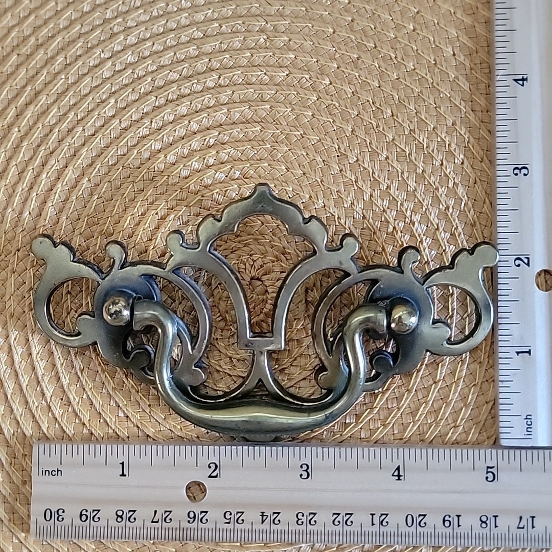 Lot of 4 VTG Brass Metal Drawer Pulls Handles Batwing Keeler Brass Co KBC3 N1935